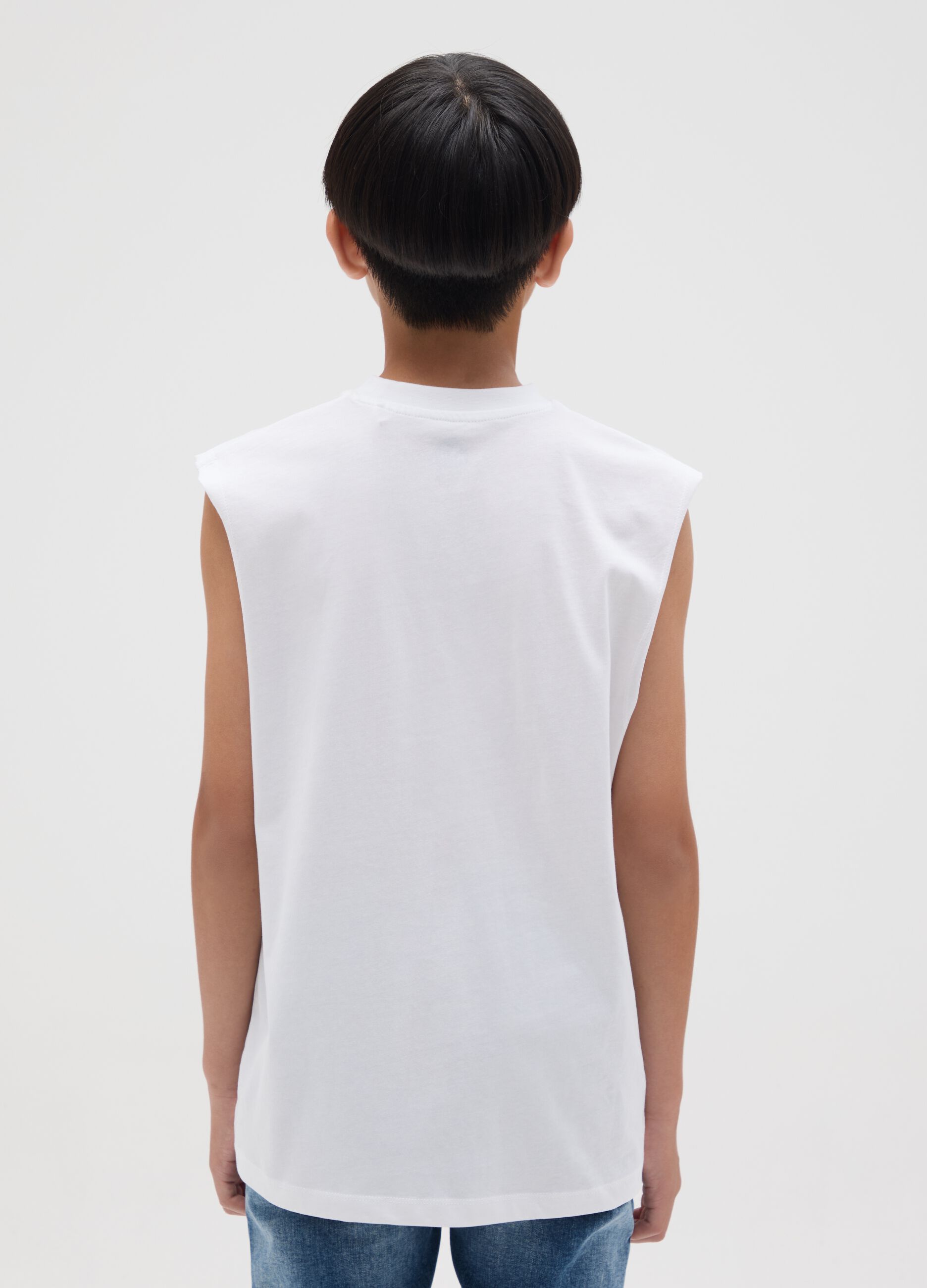 Boys' white pure cotton vest regular fit