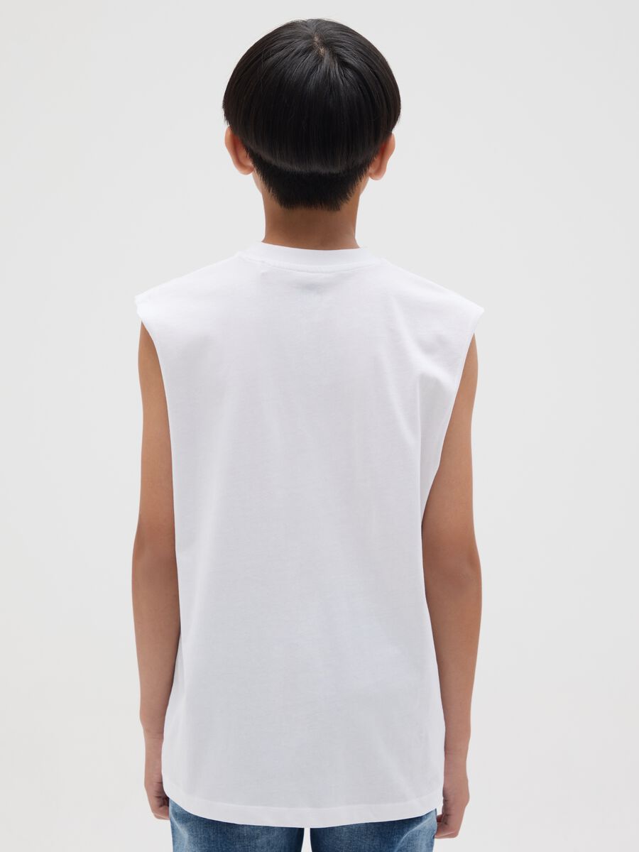 Canotta da ragazzo in puro cotone bianco regular fit_1