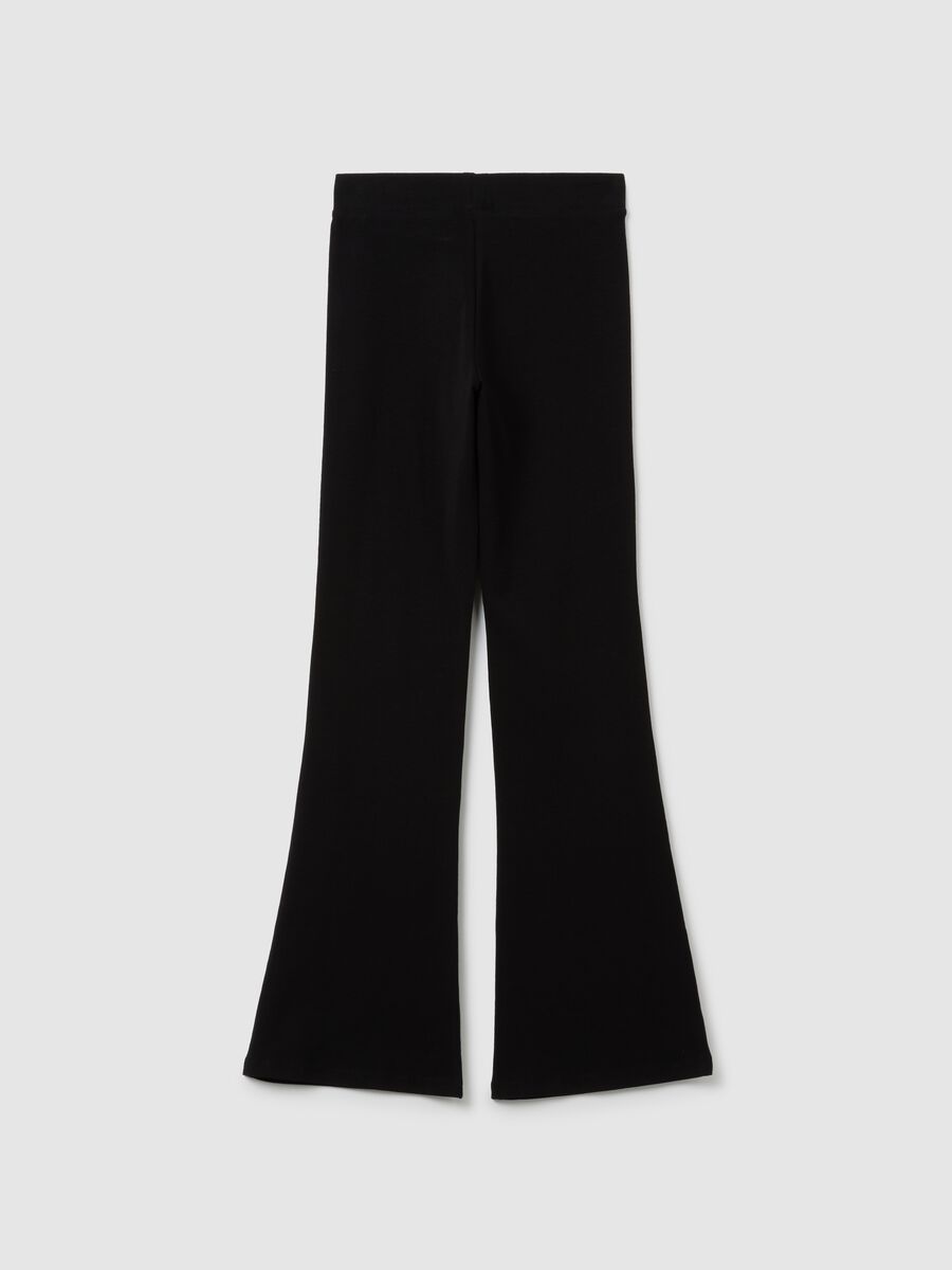 Girls' black regular fit stretch cotton trousers_1