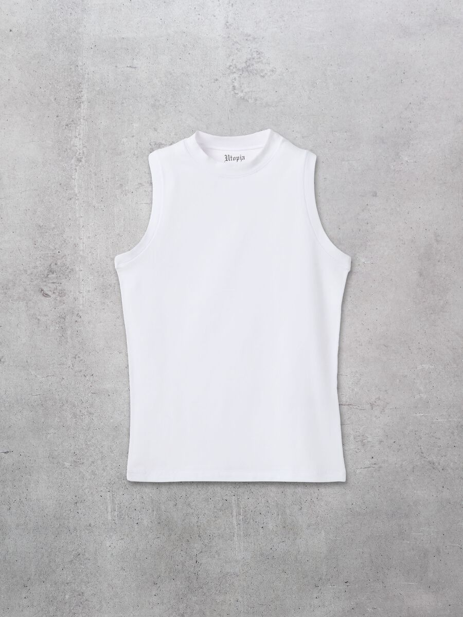 Mock Neck Tank Top White_0