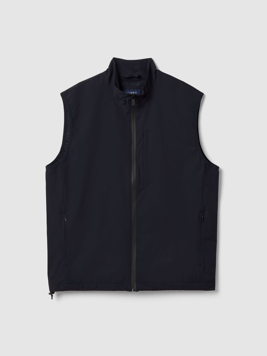 Ultra-light blue regular fit gilet with full zip_0