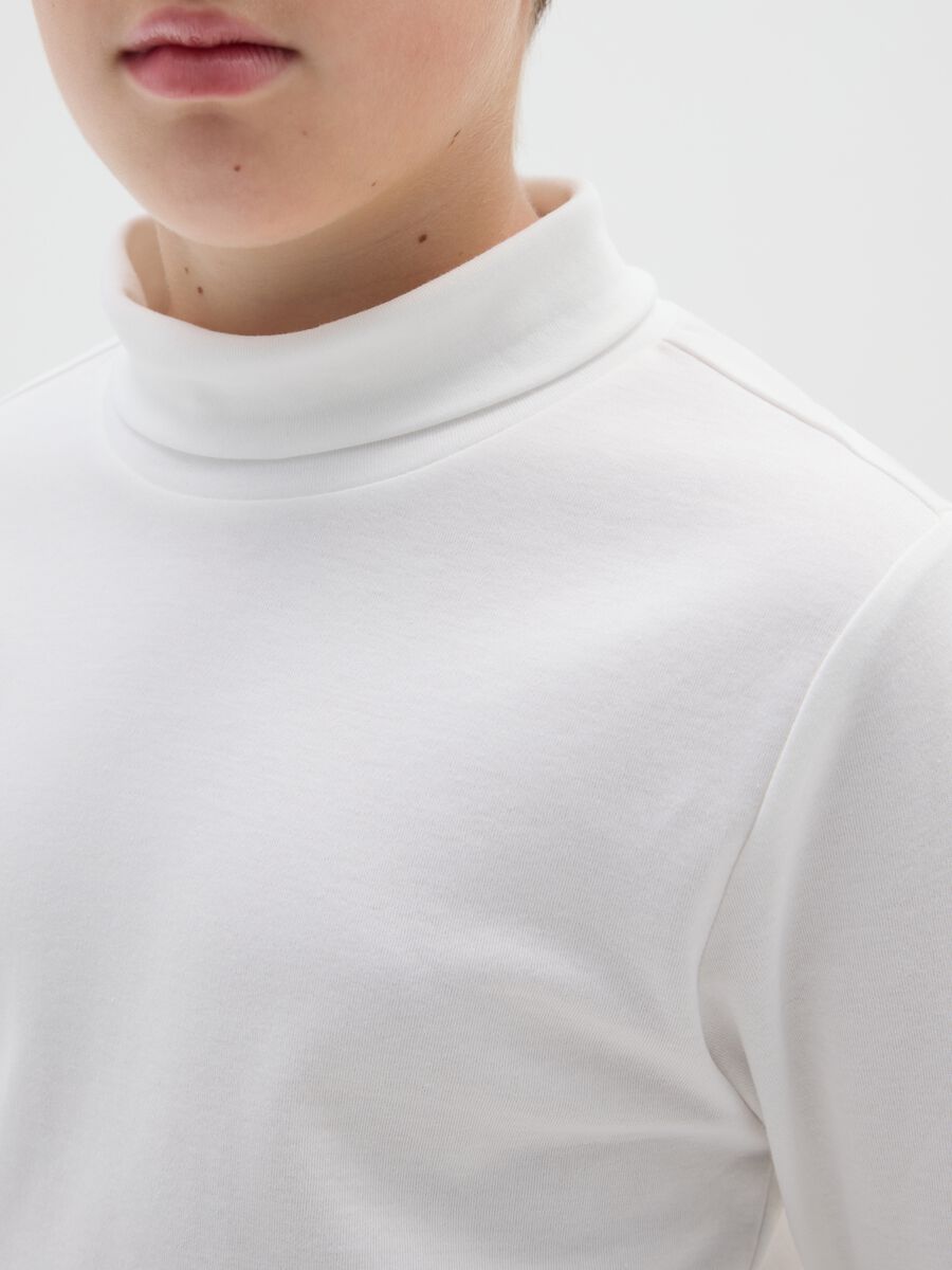 Maglia da ragazzo in puro cotone bianca regular fit_2