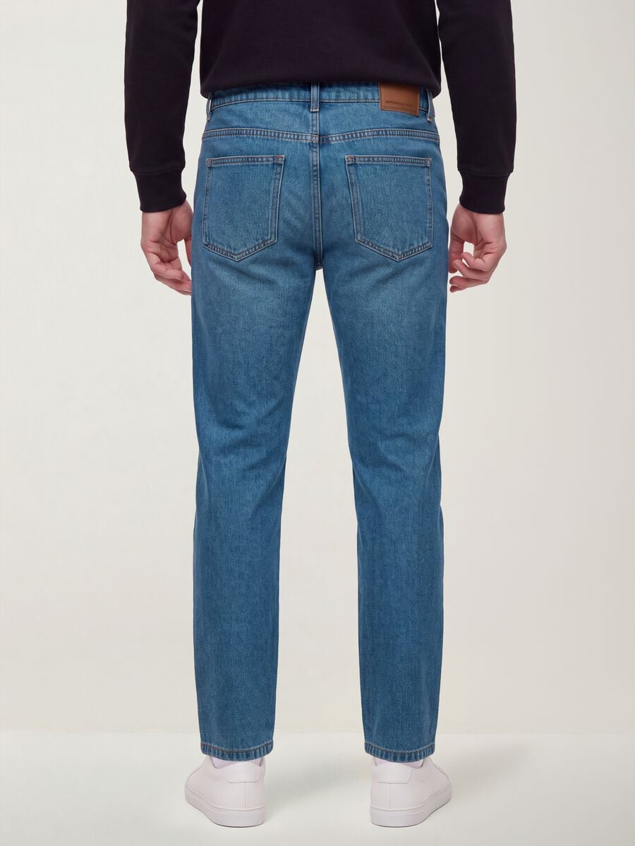 Light blue cotton and viscose blend slim-fit jeans_2