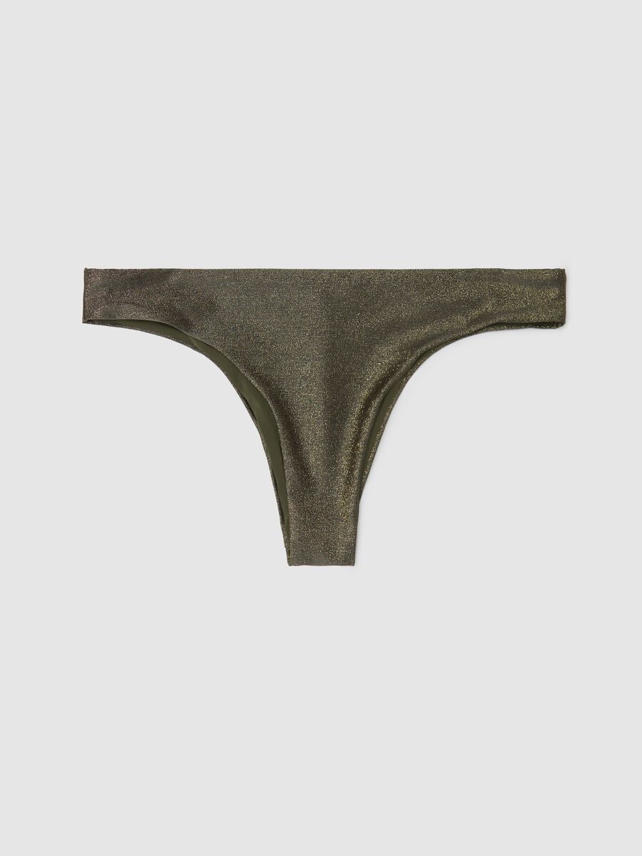 Green Brazilian-cut bikini briefs in lycra with lurex_0