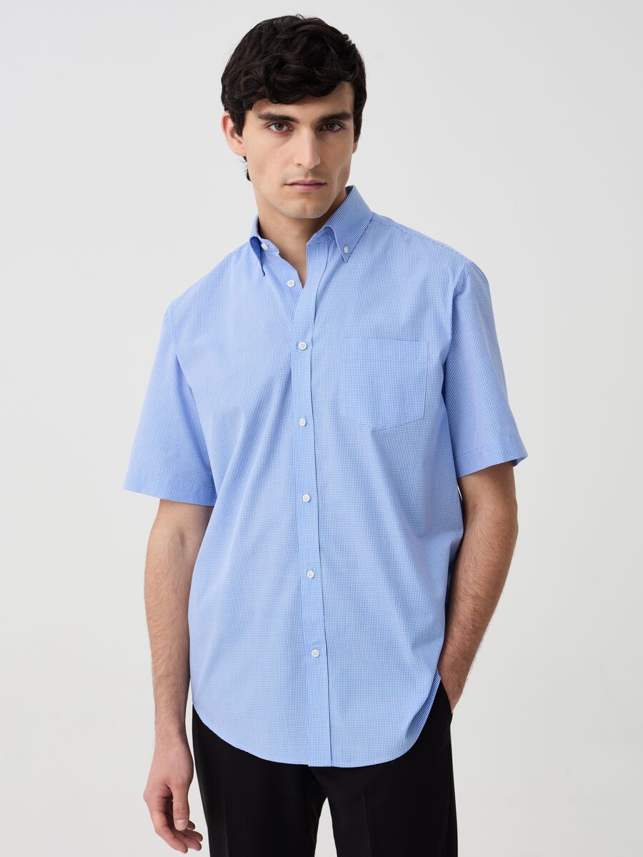 Micro check shirt in short sleeves_0