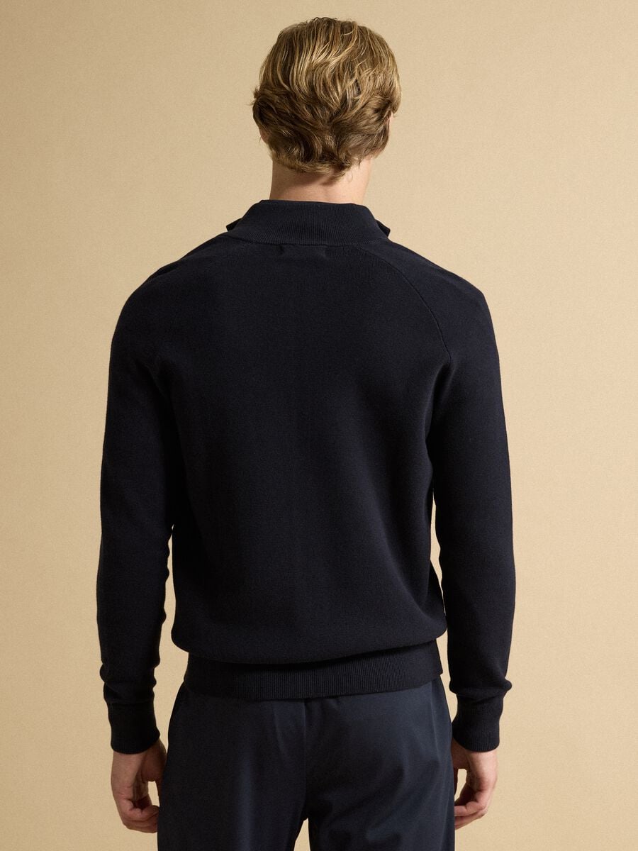Cardigan blu in misto cotone con colletto regular fit_3