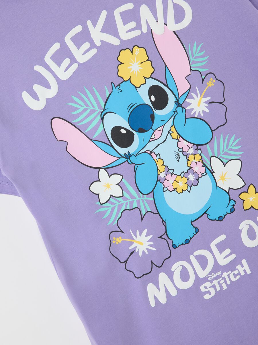 Purple Cotton Nightdress with Stitch Print_2