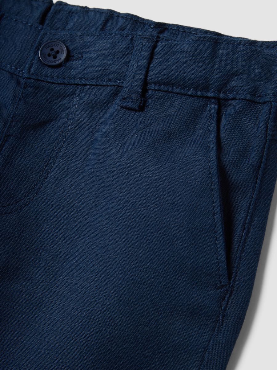 Pantaloni chino in misto lino e cotone blu da bimbo regular fit_2