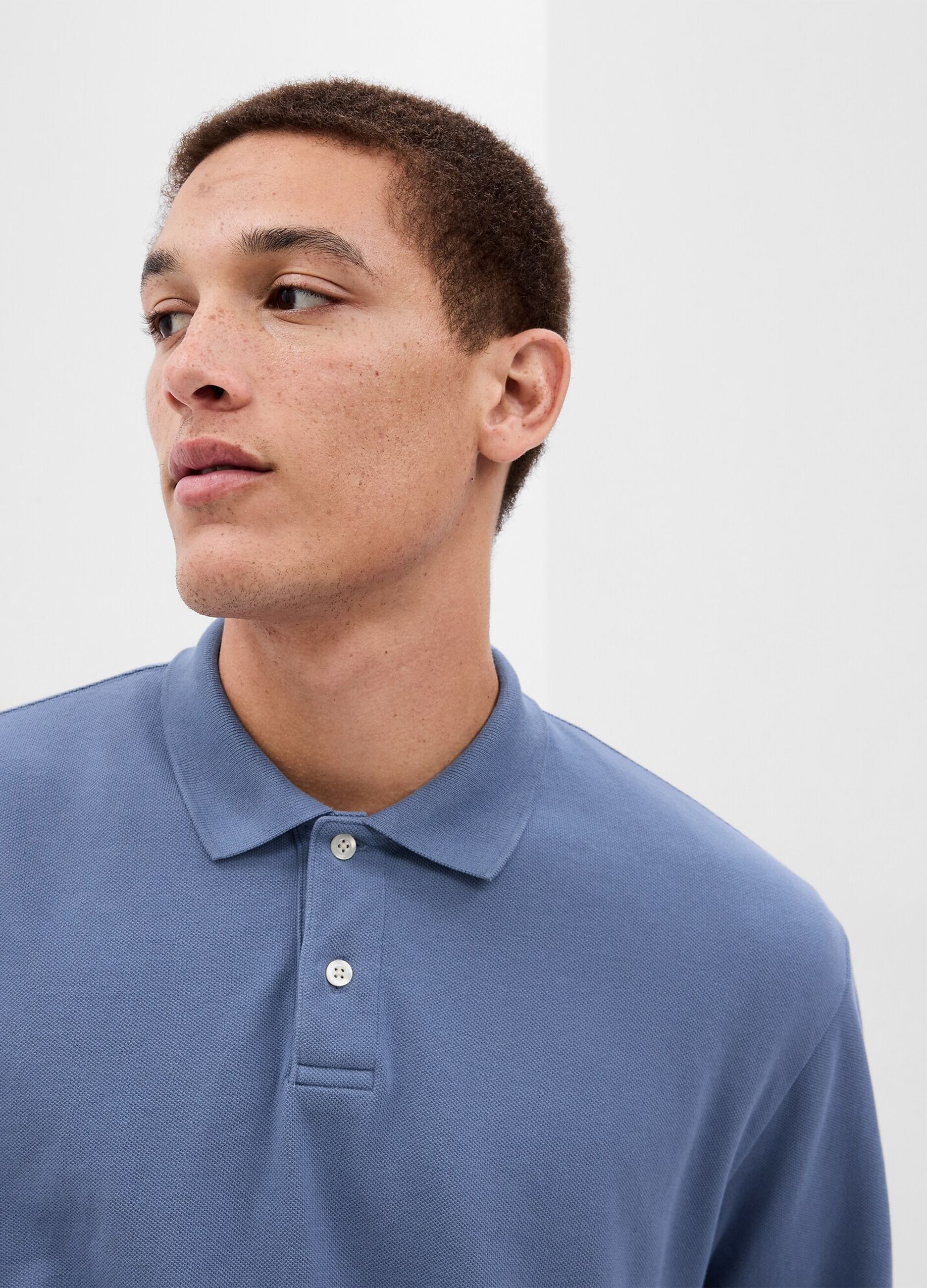 Long-sleeve polo shirt in cotton pique
