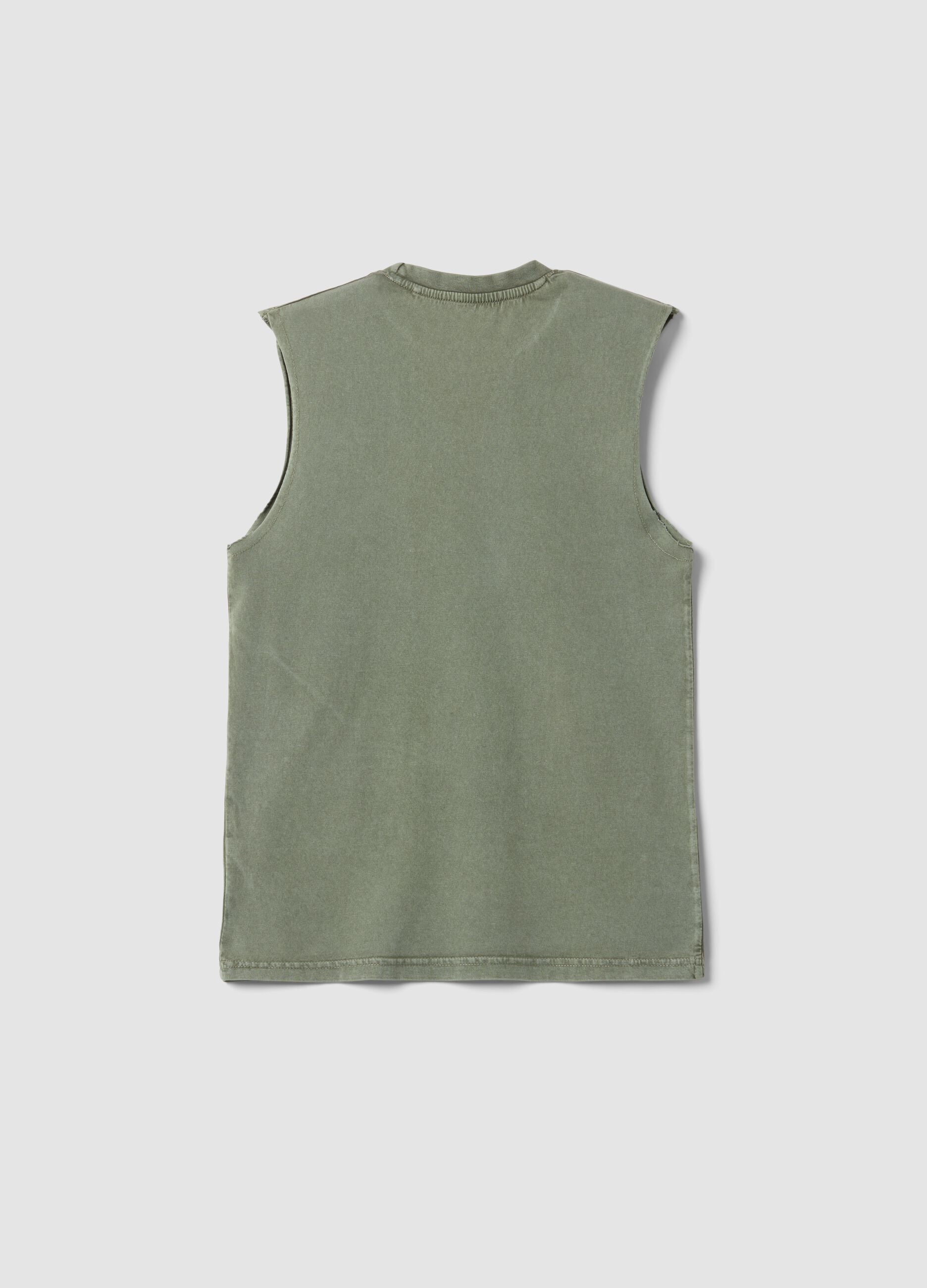 Green pure cotton vest top
