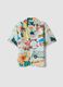 Multicolour pure viscose short-sleeved shirt_0