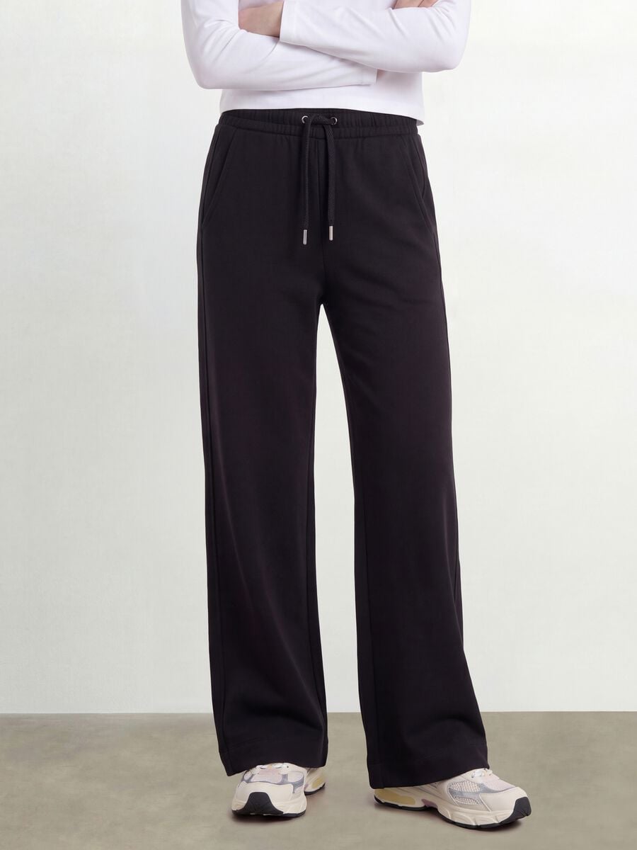 Pantaloni neri culotte in puro cotone organico per ragazza_1