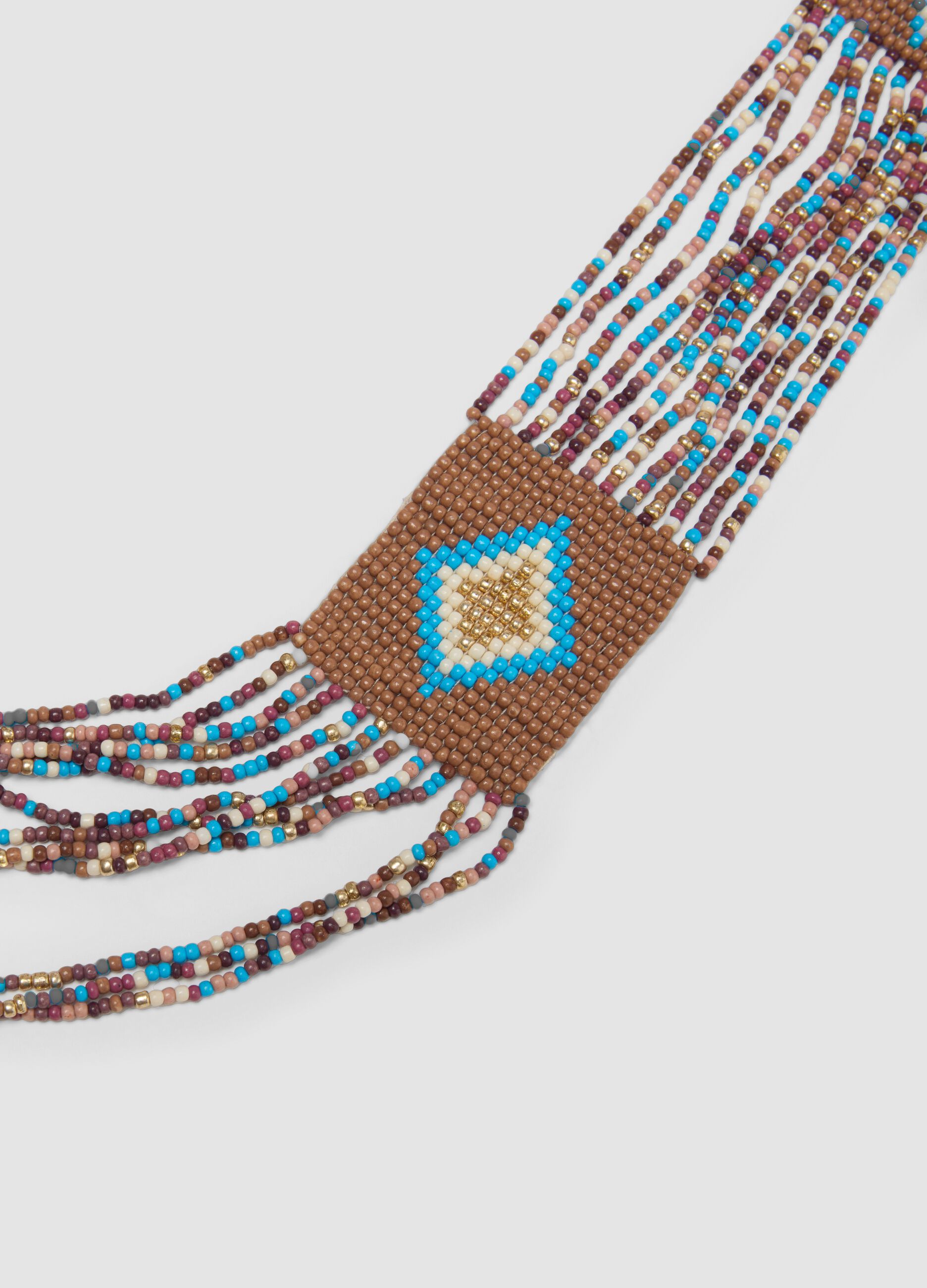 Multicolour beaded necklace with geometric details