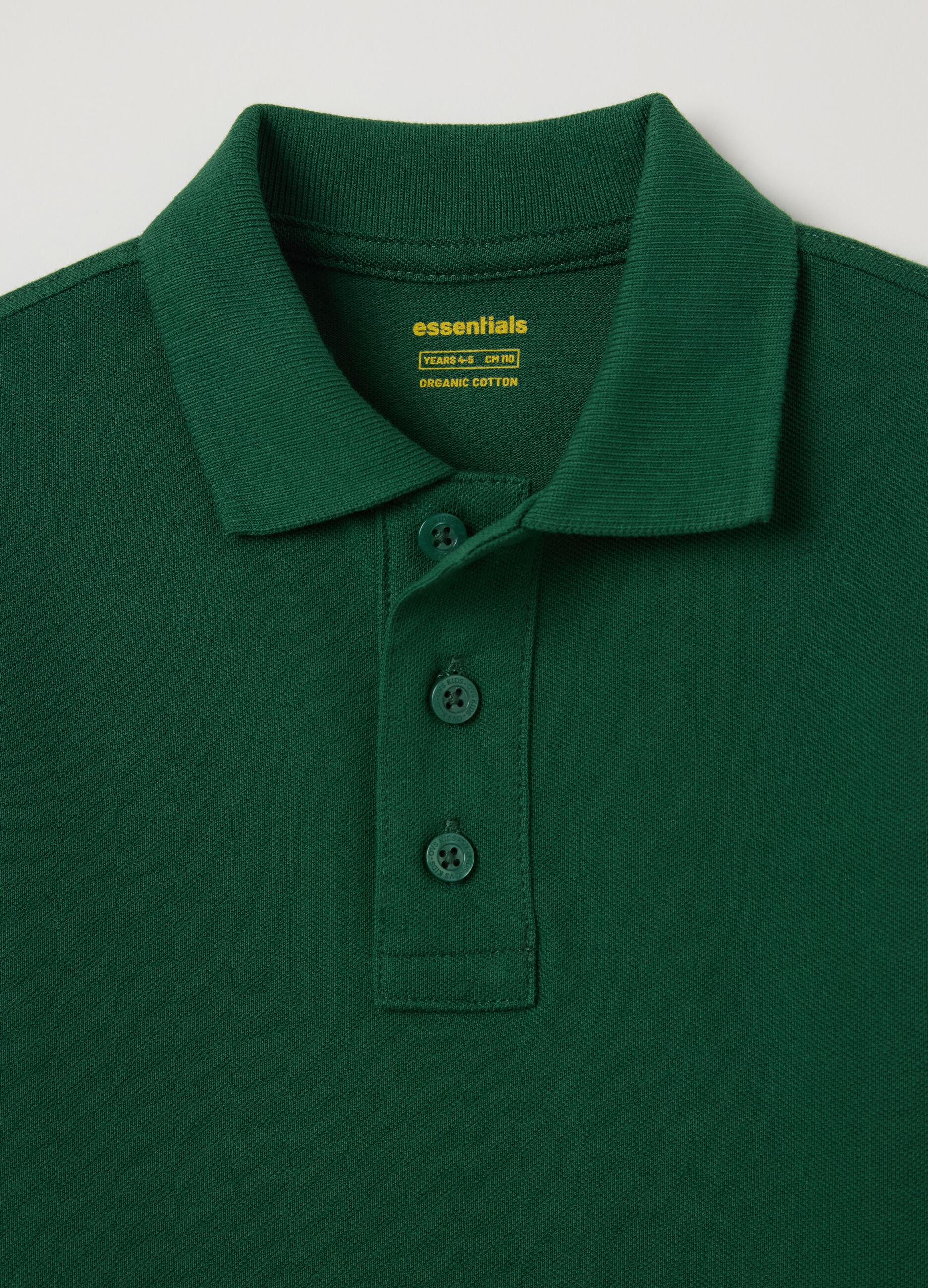 Essential green polo shirt in organic cotton