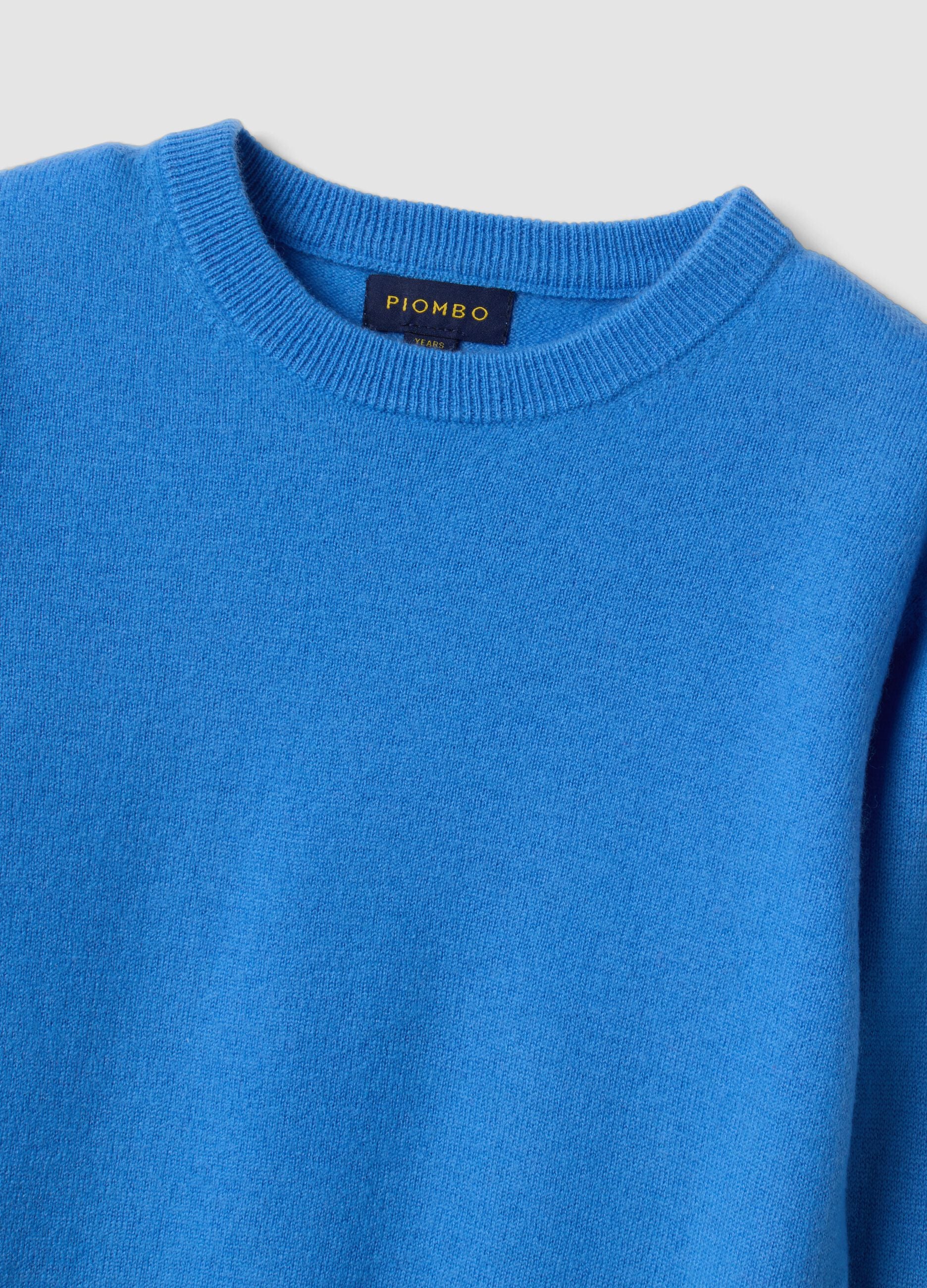 Blue pure wool long-sleeve regular-fit jumper