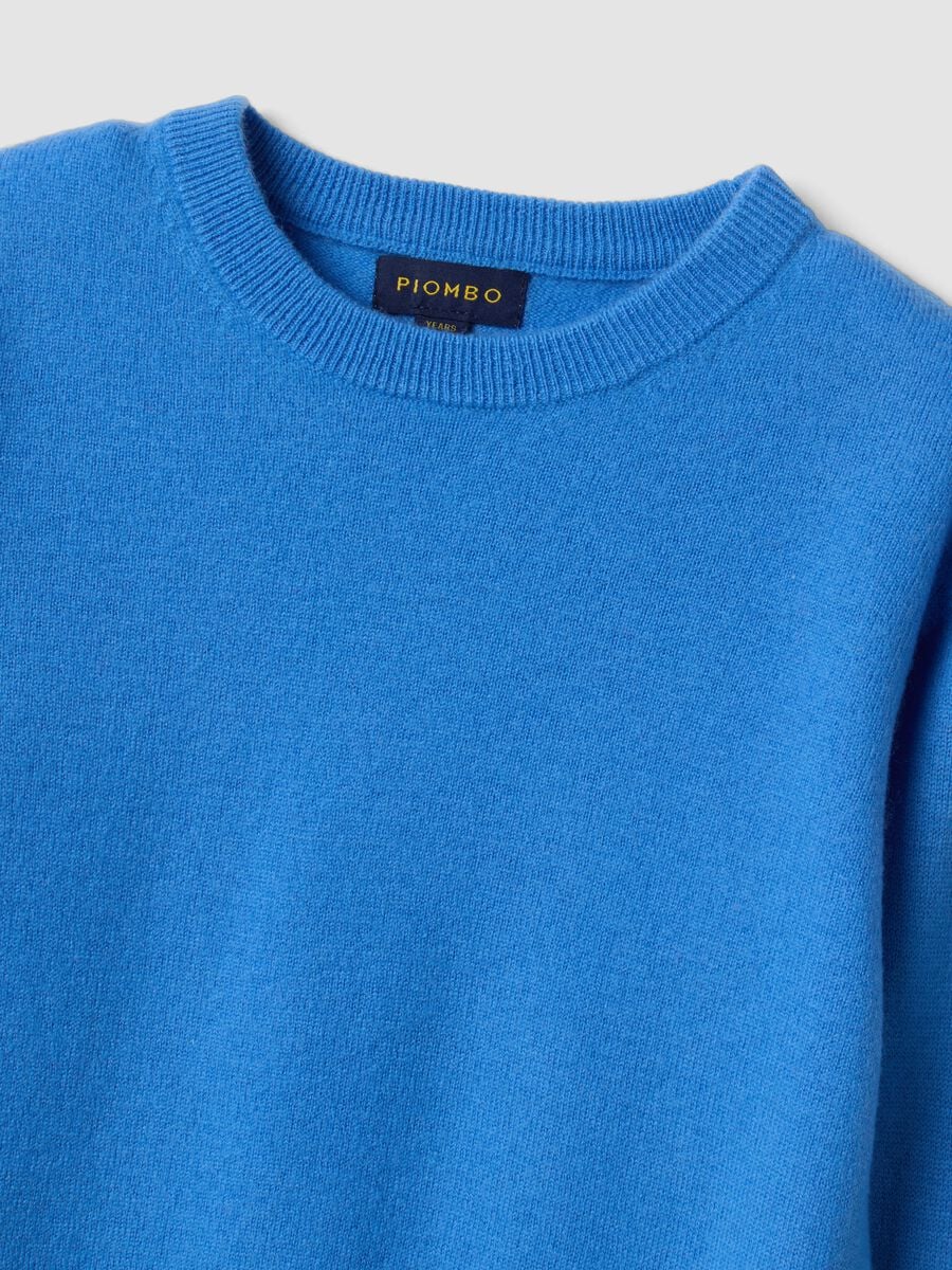 Maglia azzurra in pura lana a maniche lunghe regular fit_4