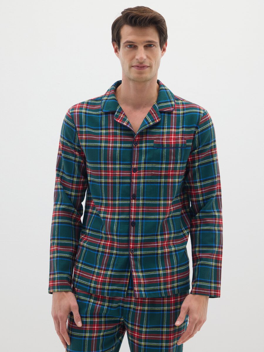 Pigiama in puro cotone multicolor regular fit a quadri_1