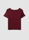 Red satin V-neck blouse in stretch fabric, regular fit_5