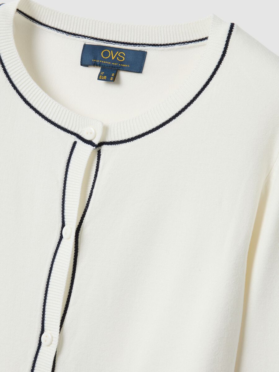 White viscose blend regular fit cardigan with buttons_1