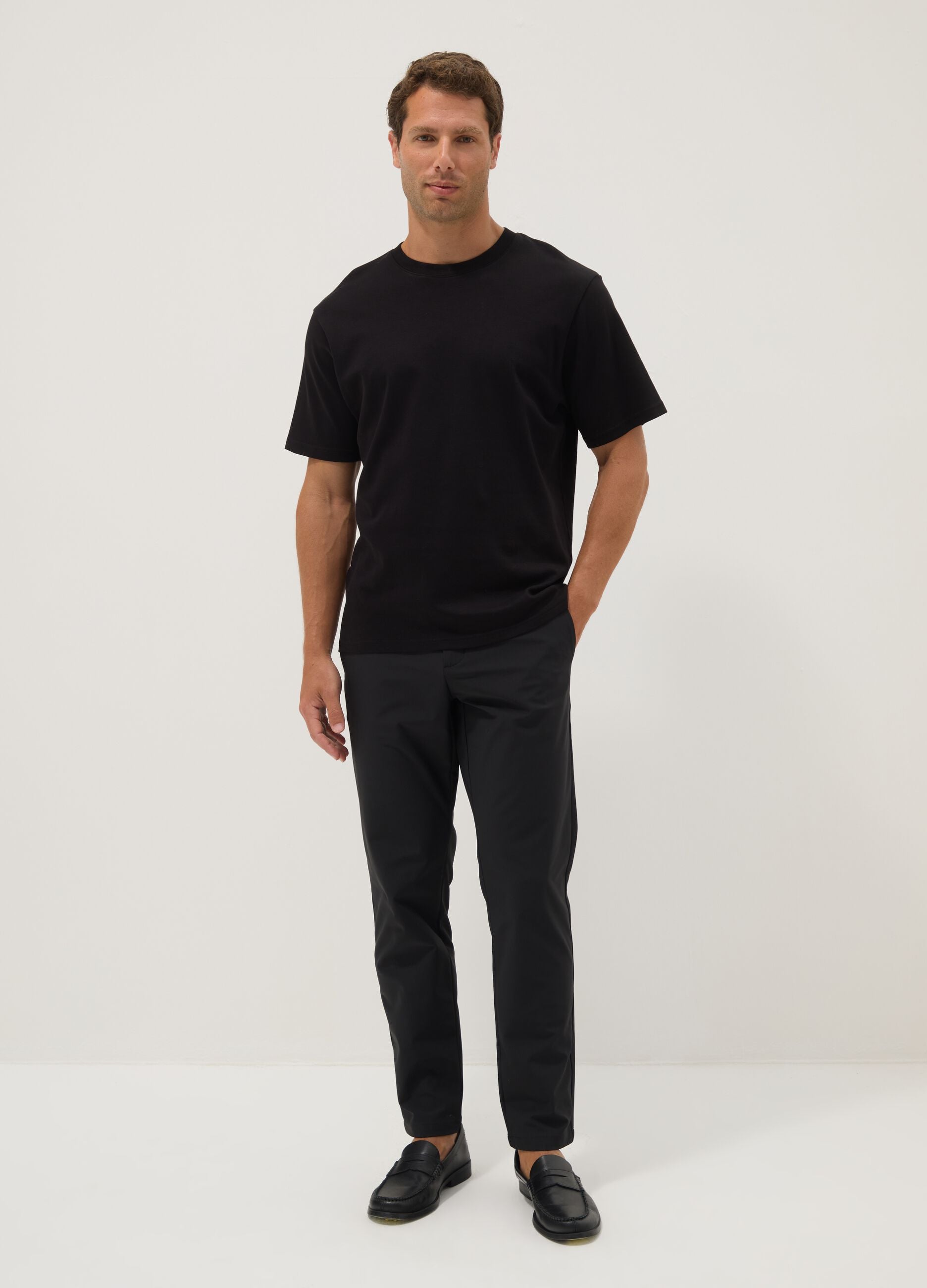 Black regular-fit chino trousers