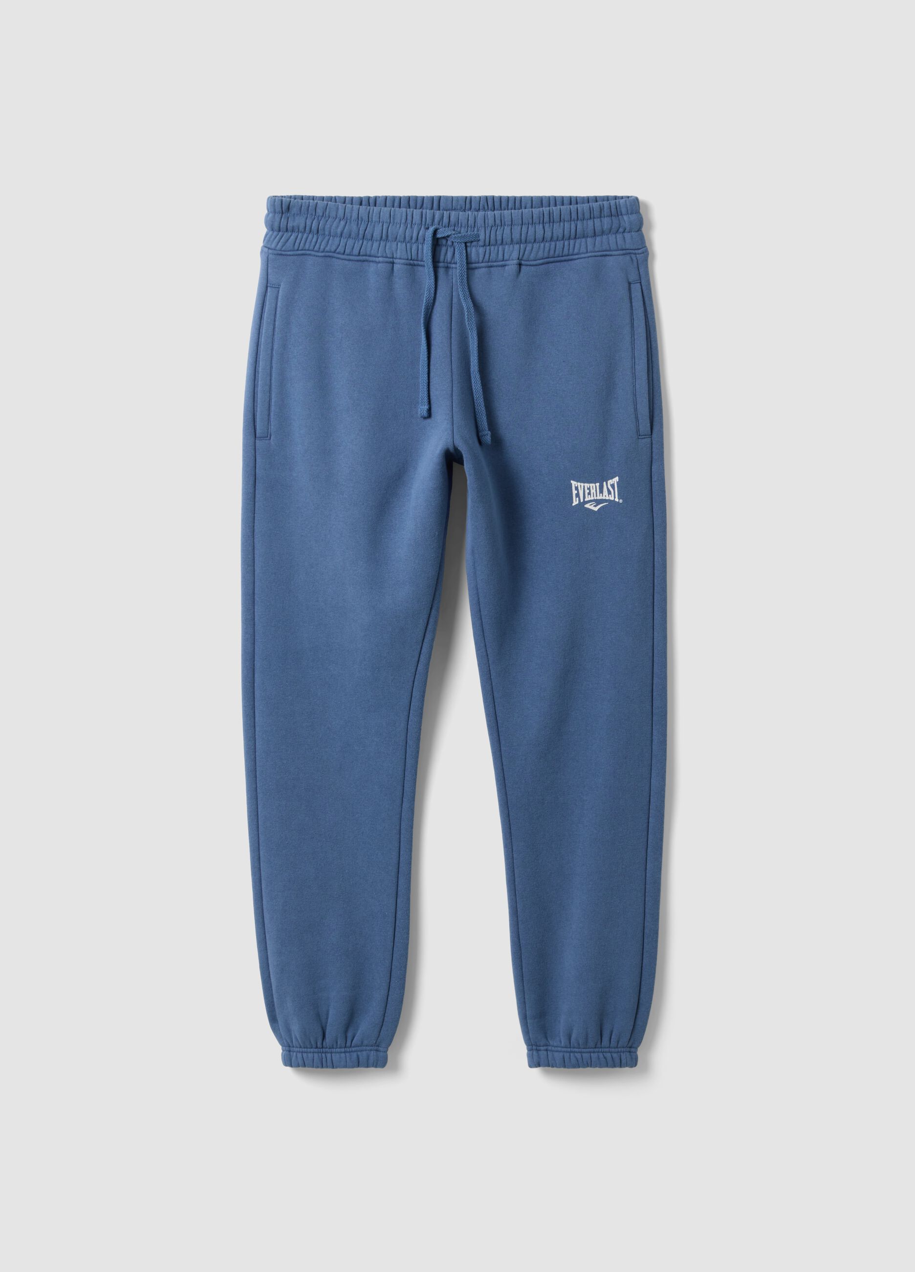 Blue cotton-blend joggers with logo