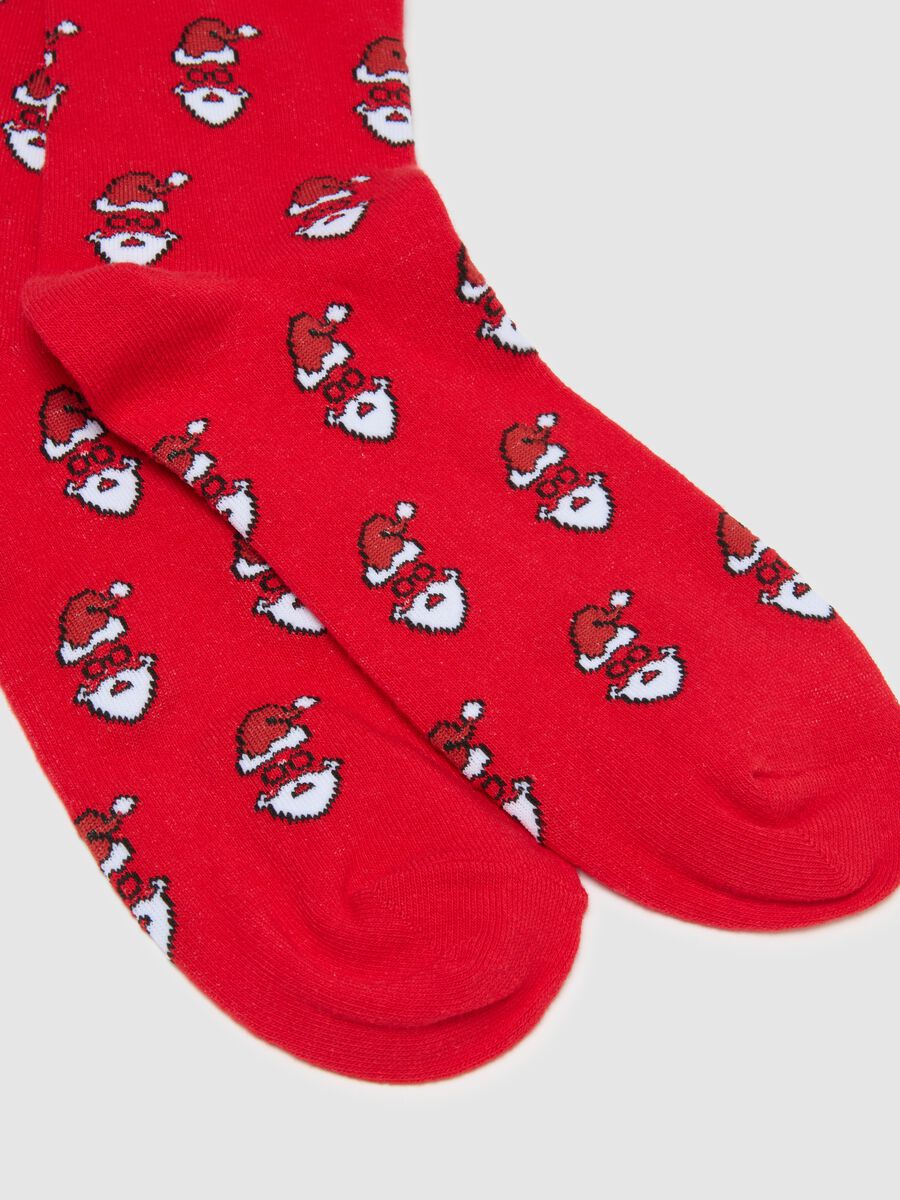 Red Cotton Blend Christmas Socks_1