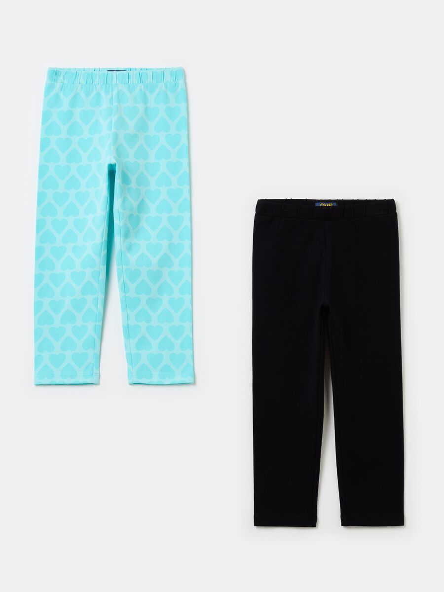 Two-pack leggings in stretch cotton_0