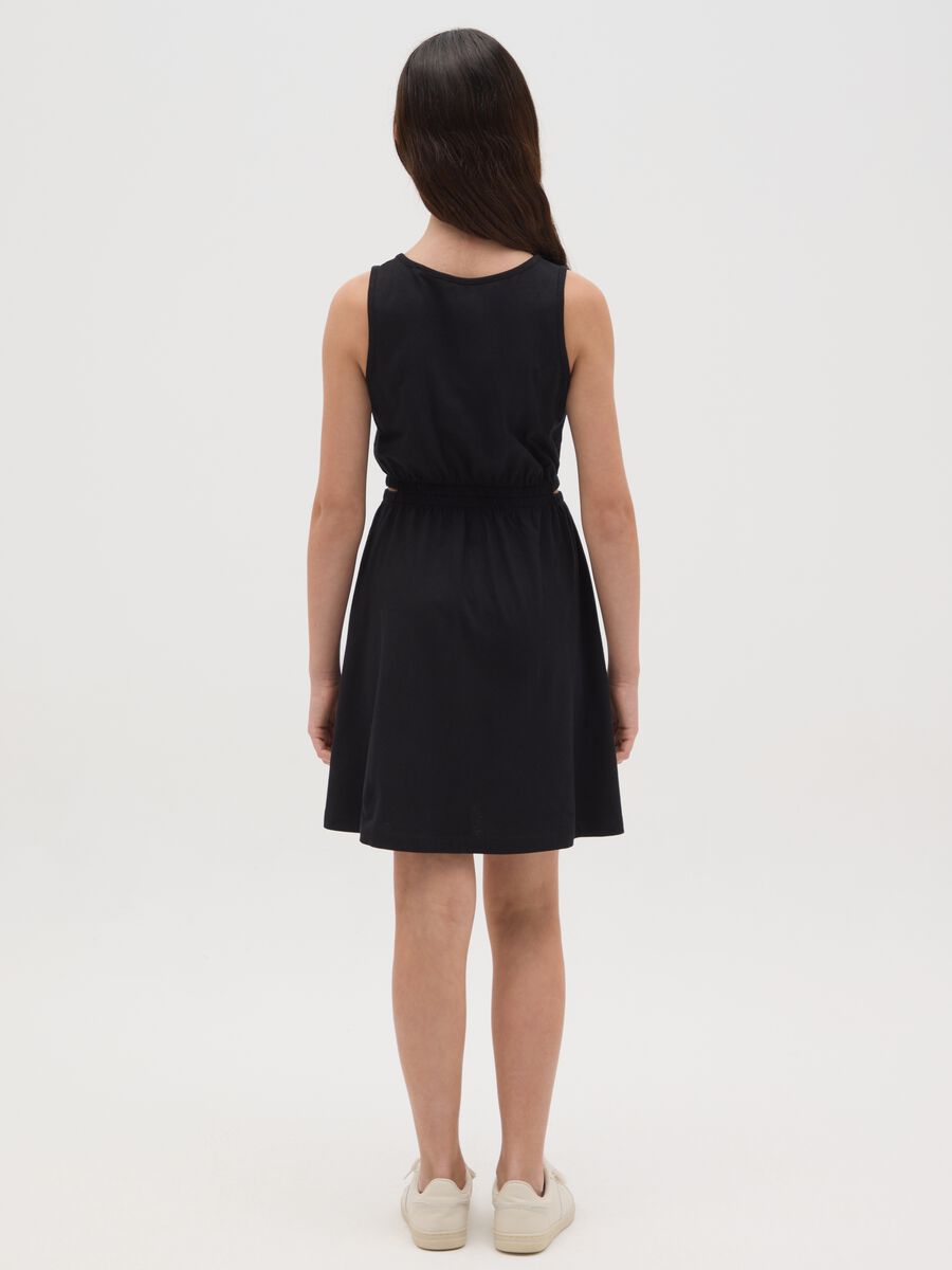 Girl's sleeveless black regular fit dress in pure cotton_2