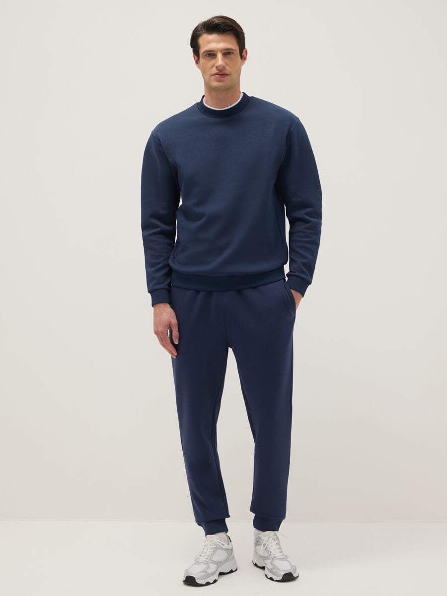 Pantaloni jogger in misto cotone blu regular fit_0