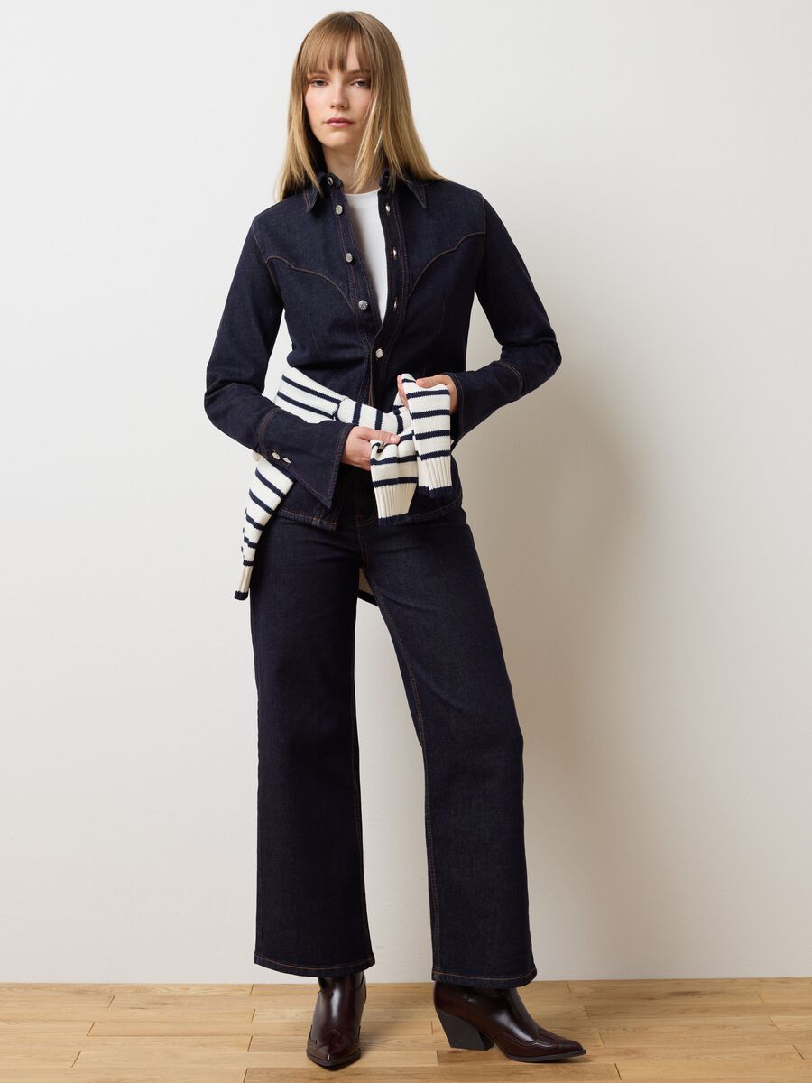 Camicia in cotone elasticizzato blu slim fit_2