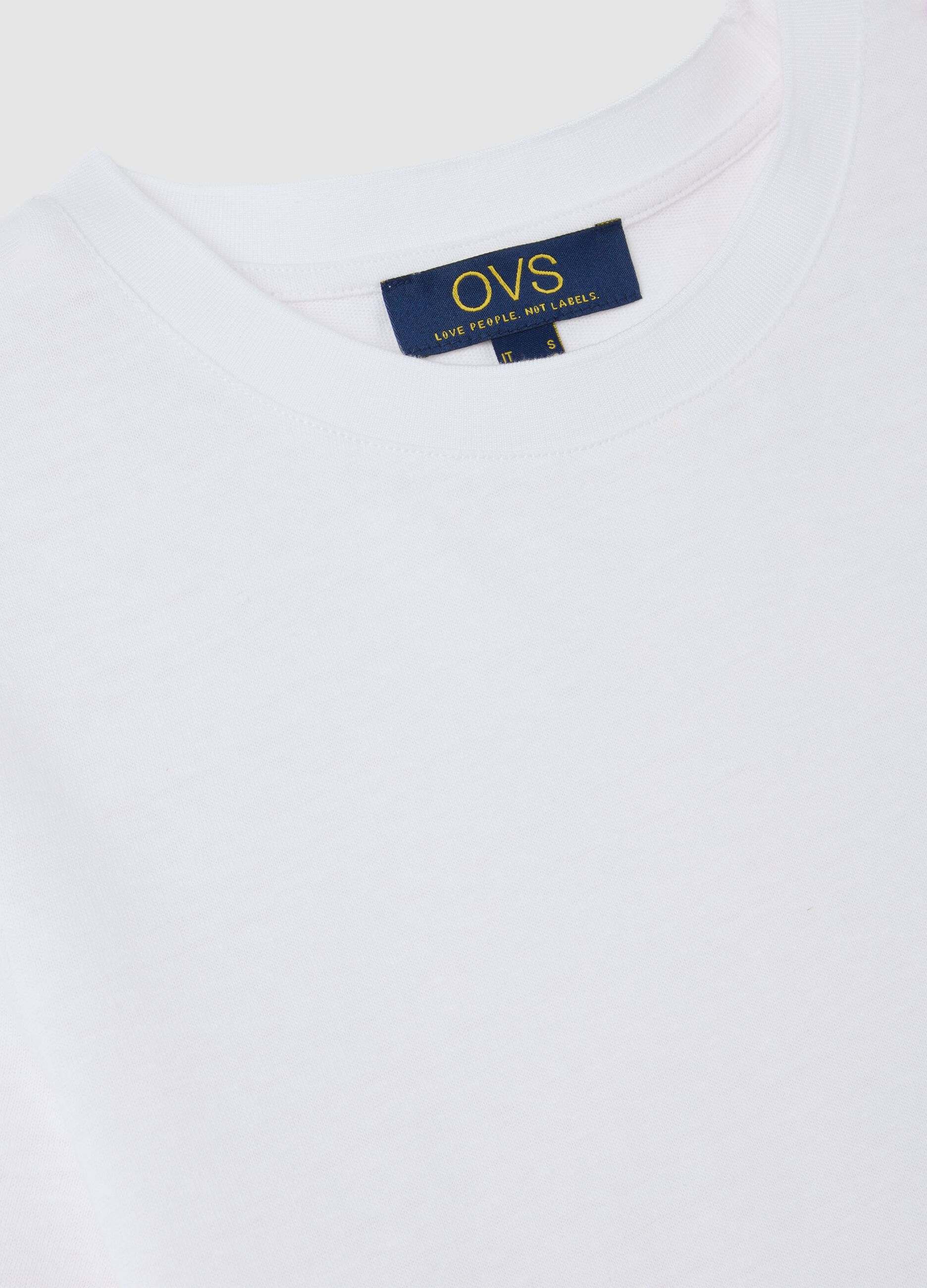 White T-shirt in cotton and linen