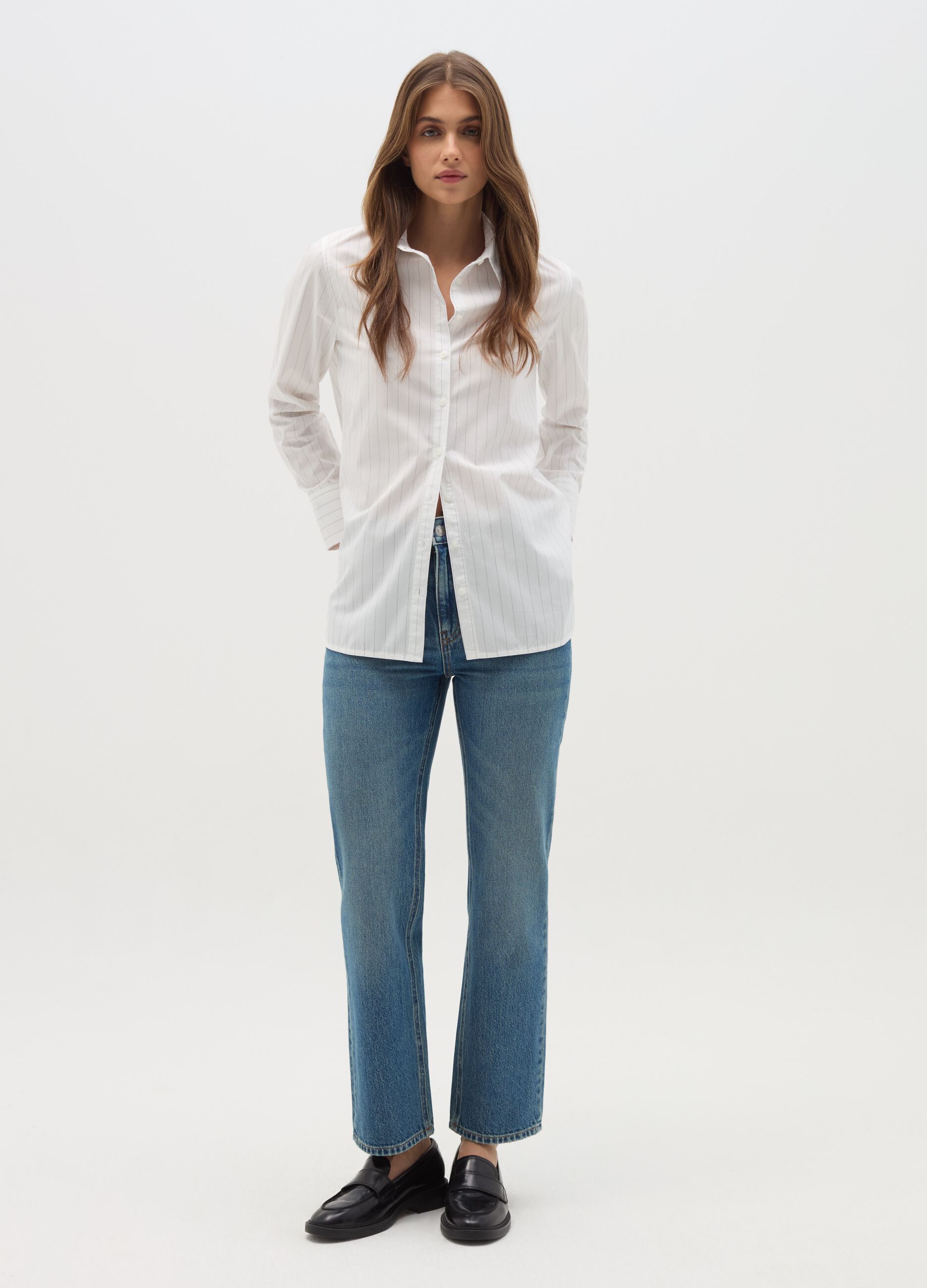 Camicia in cotone a righe