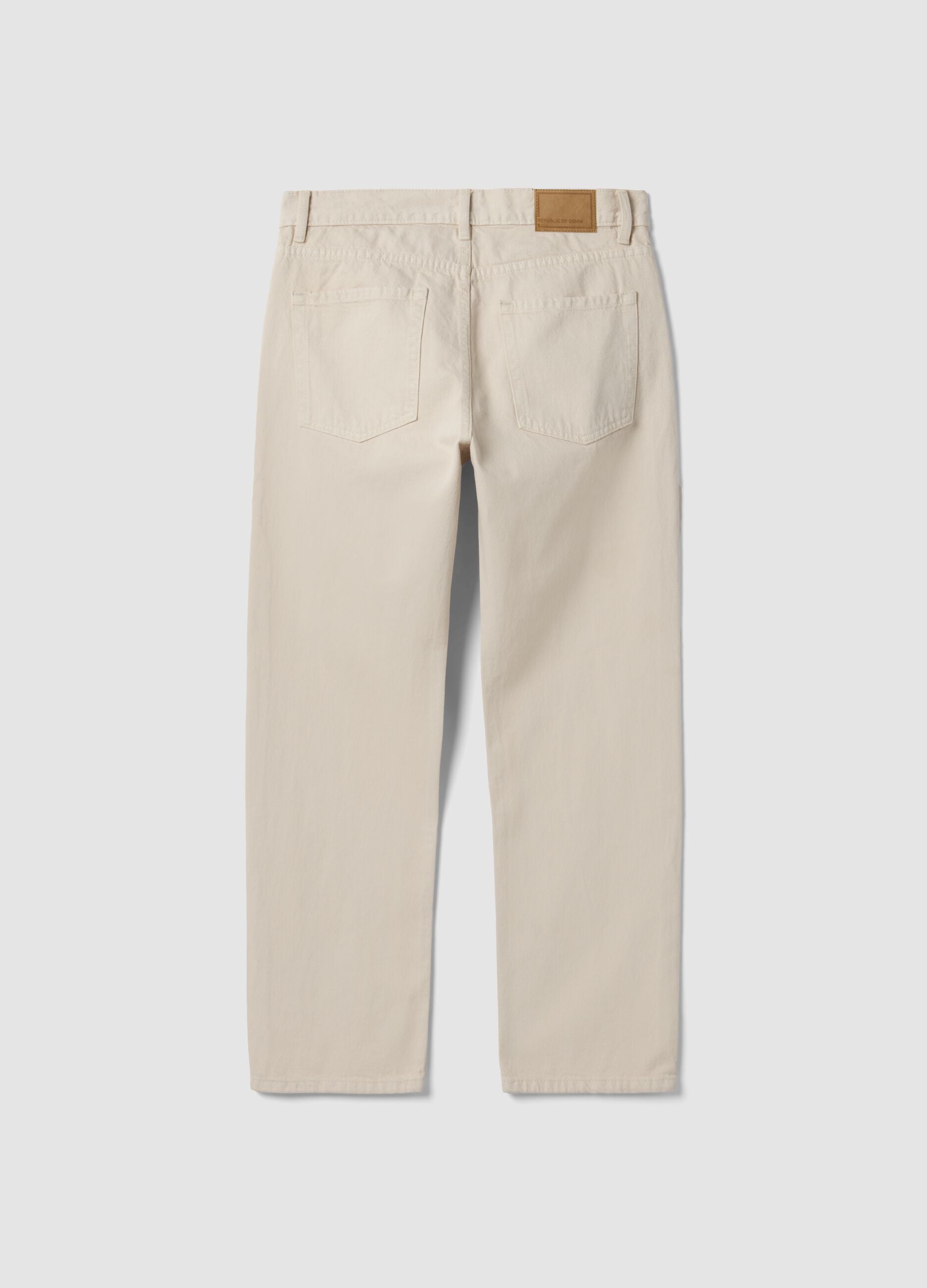 Beige pure cotton twill straight-fit jeans