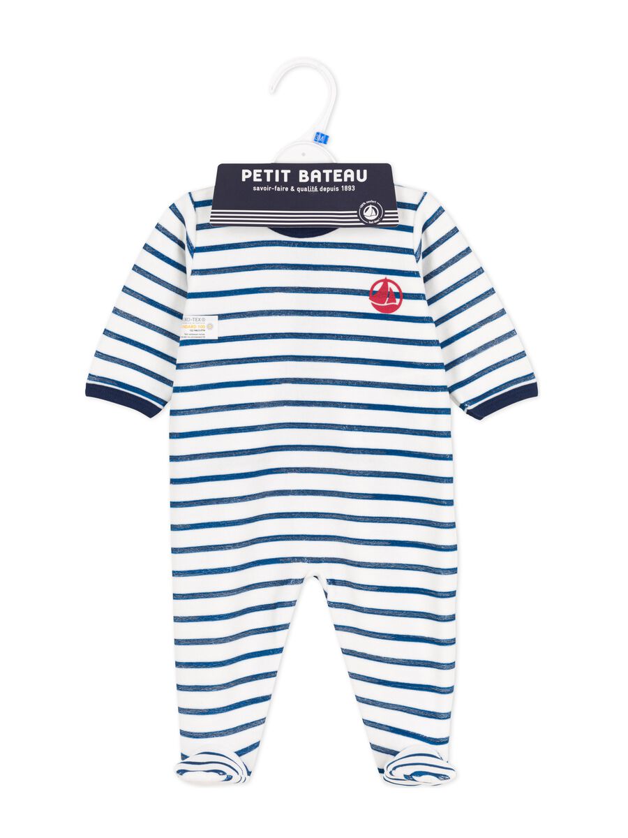 Chenille onesie with many stripes_1