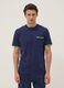 Blue stretch cotton T-shirt with chest pocket_0