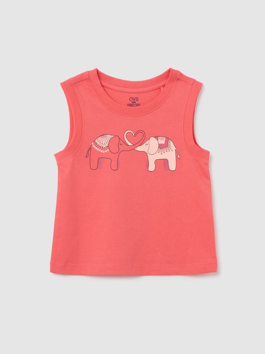 Girls' pink pure cotton tank top regular fit with print_0