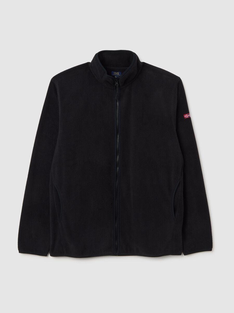 Black fleece regular fit zip jumper_4