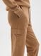 Brown regular fit cotton blend cargo trousers_3
