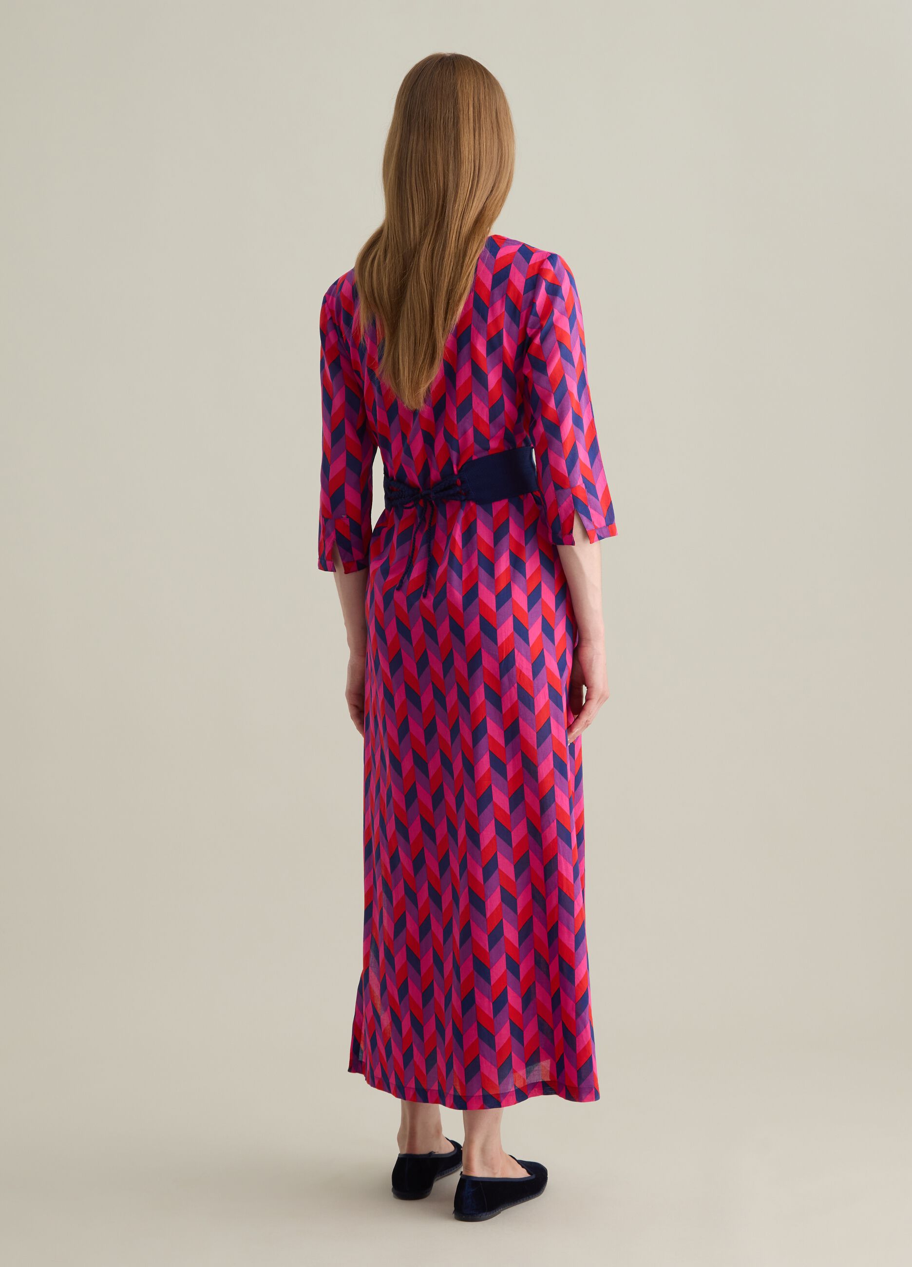 Women's Long Dress in Pure Cotton Multicolour Regular Fit