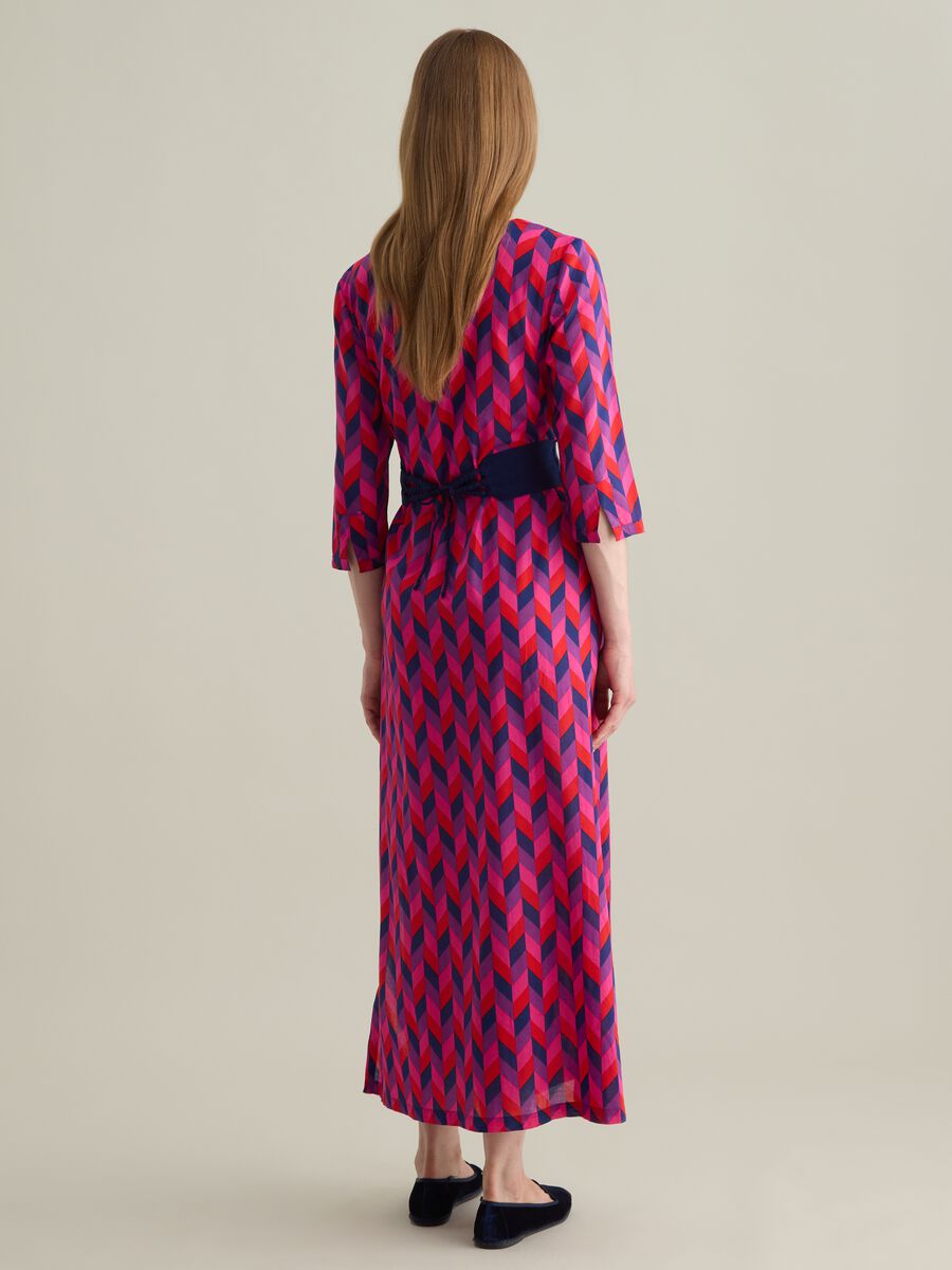 Women's Long Dress in Pure Cotton Multicolour Regular Fit_3