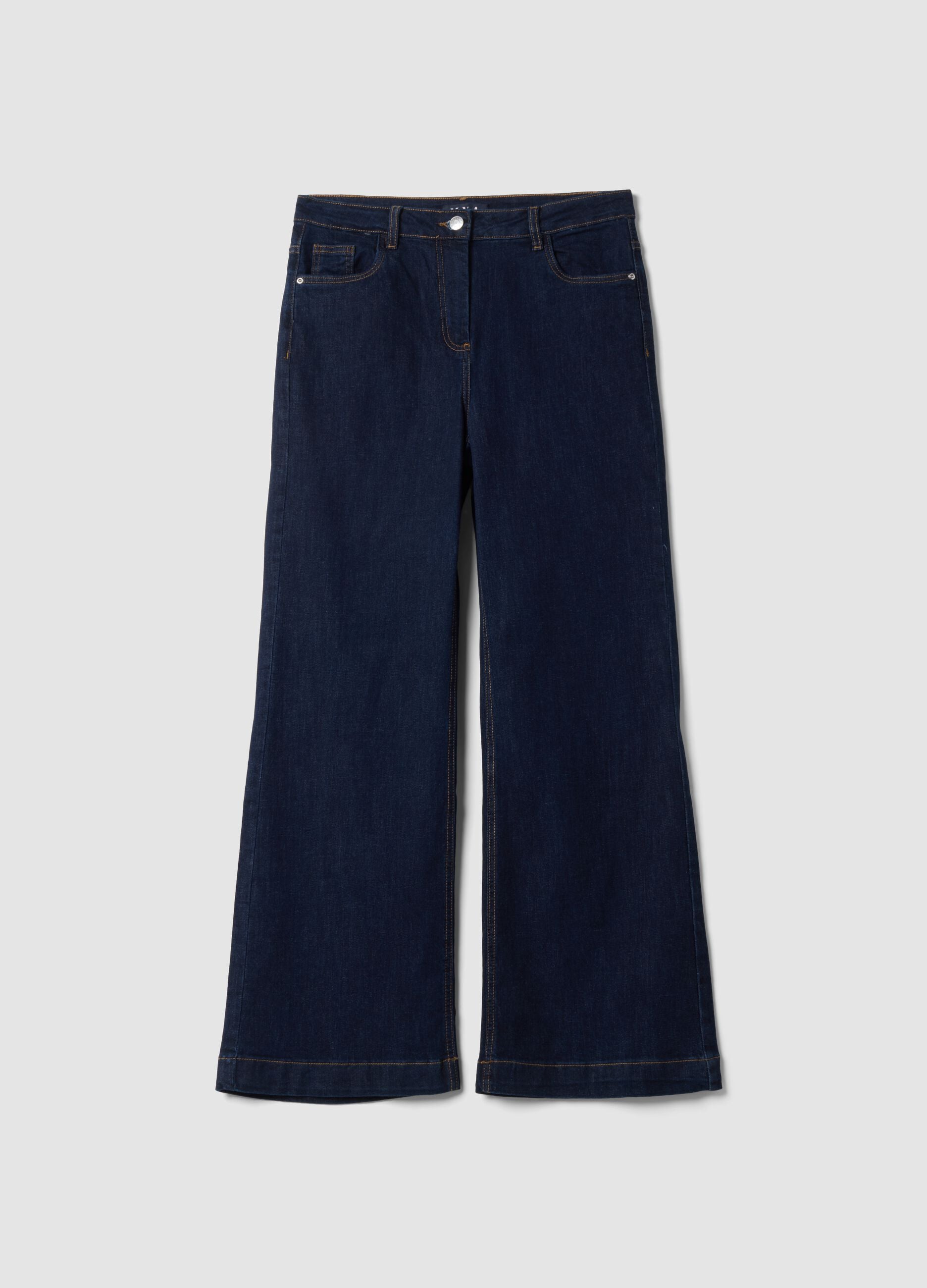 Jeans blu scuro bootcut in cotone elasticizzato