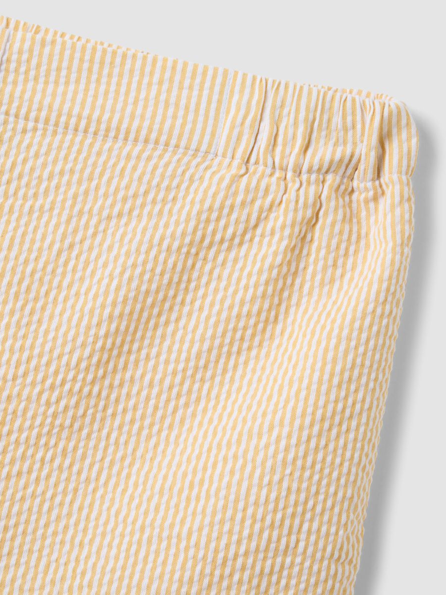 Regular-fit pure cotton shorts with yellow and white stripes_5