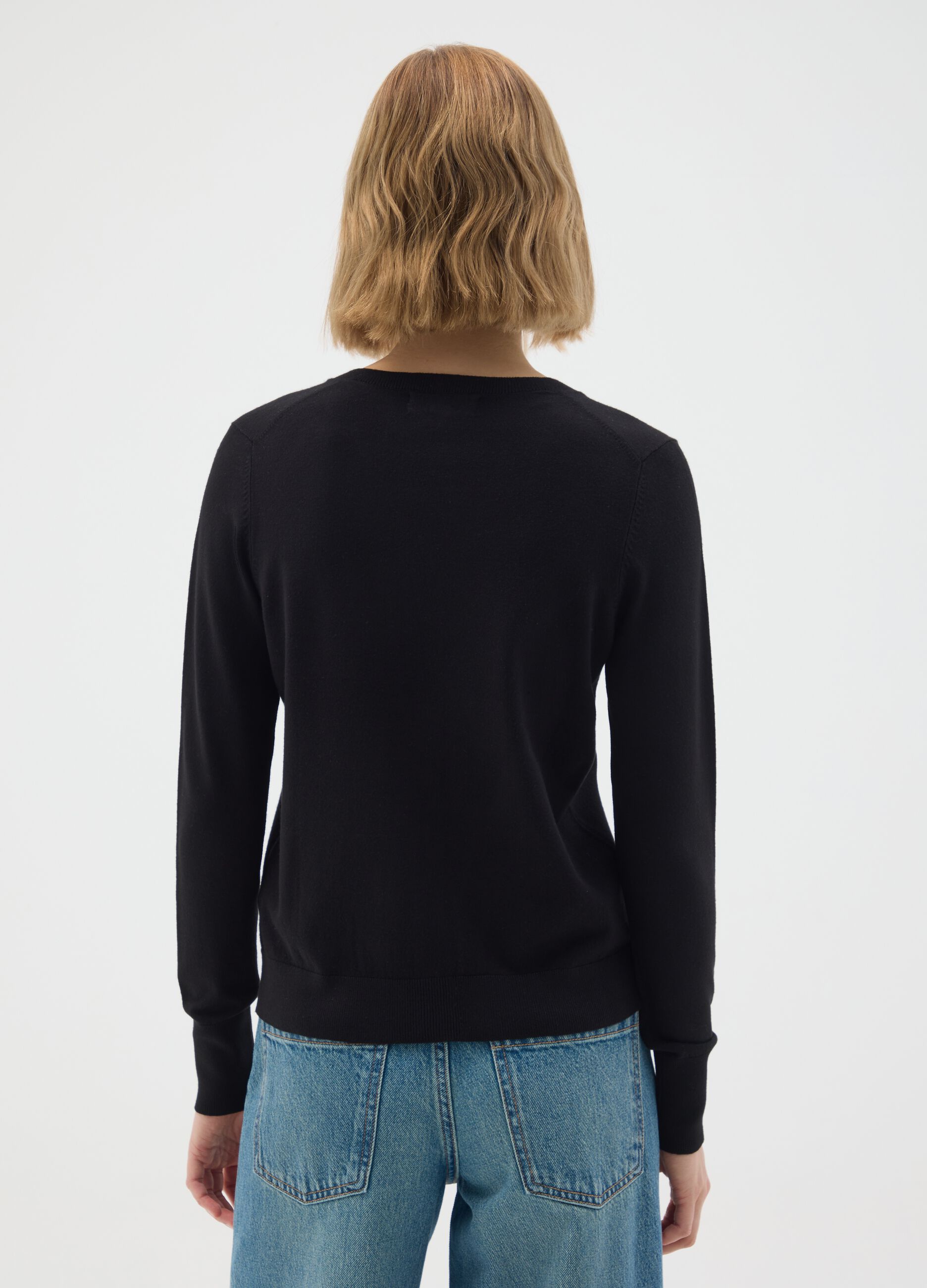 Black Regular Fit Viscose Blend Cardigan