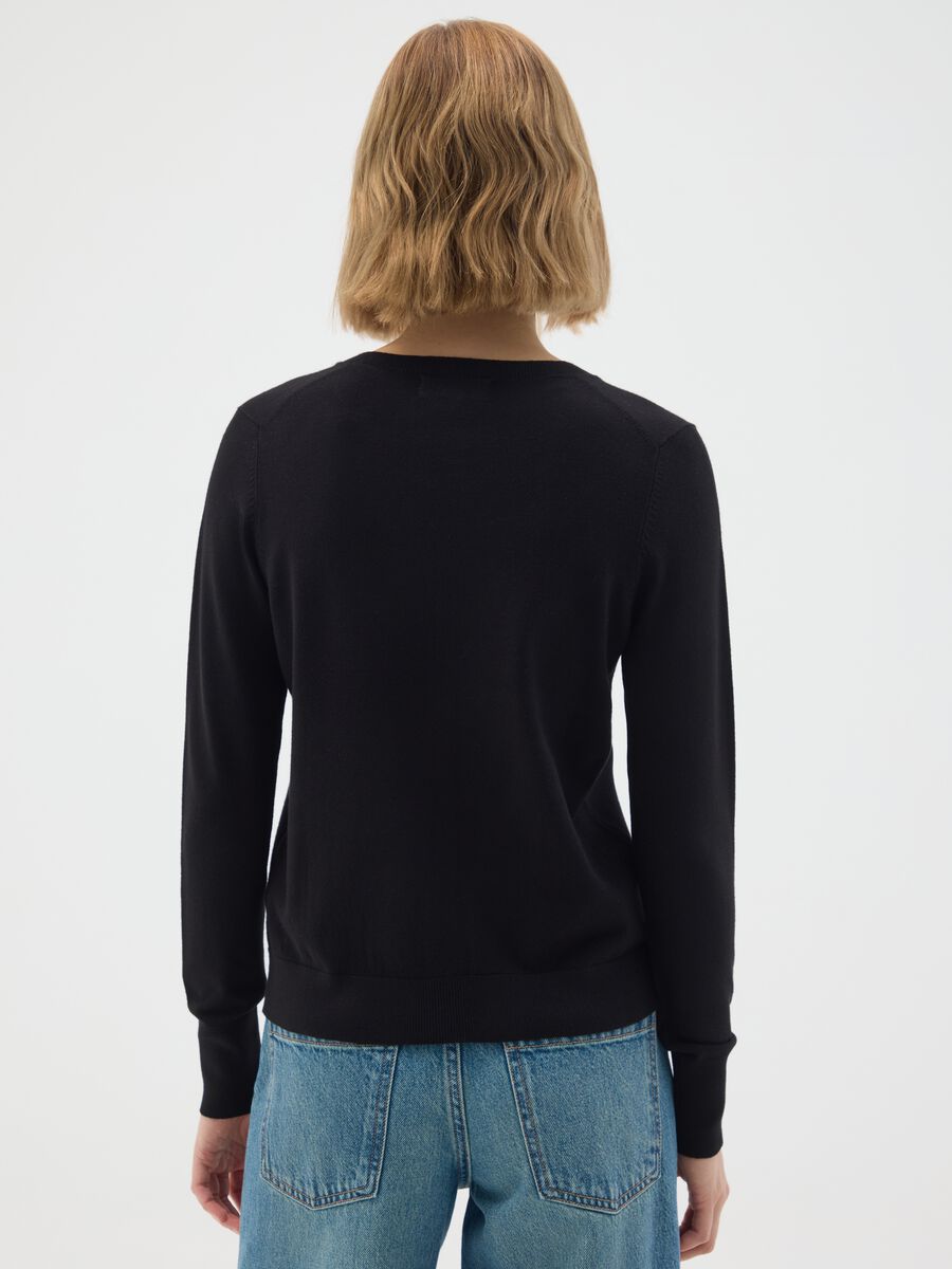 Black Regular Fit Viscose Blend Cardigan_2