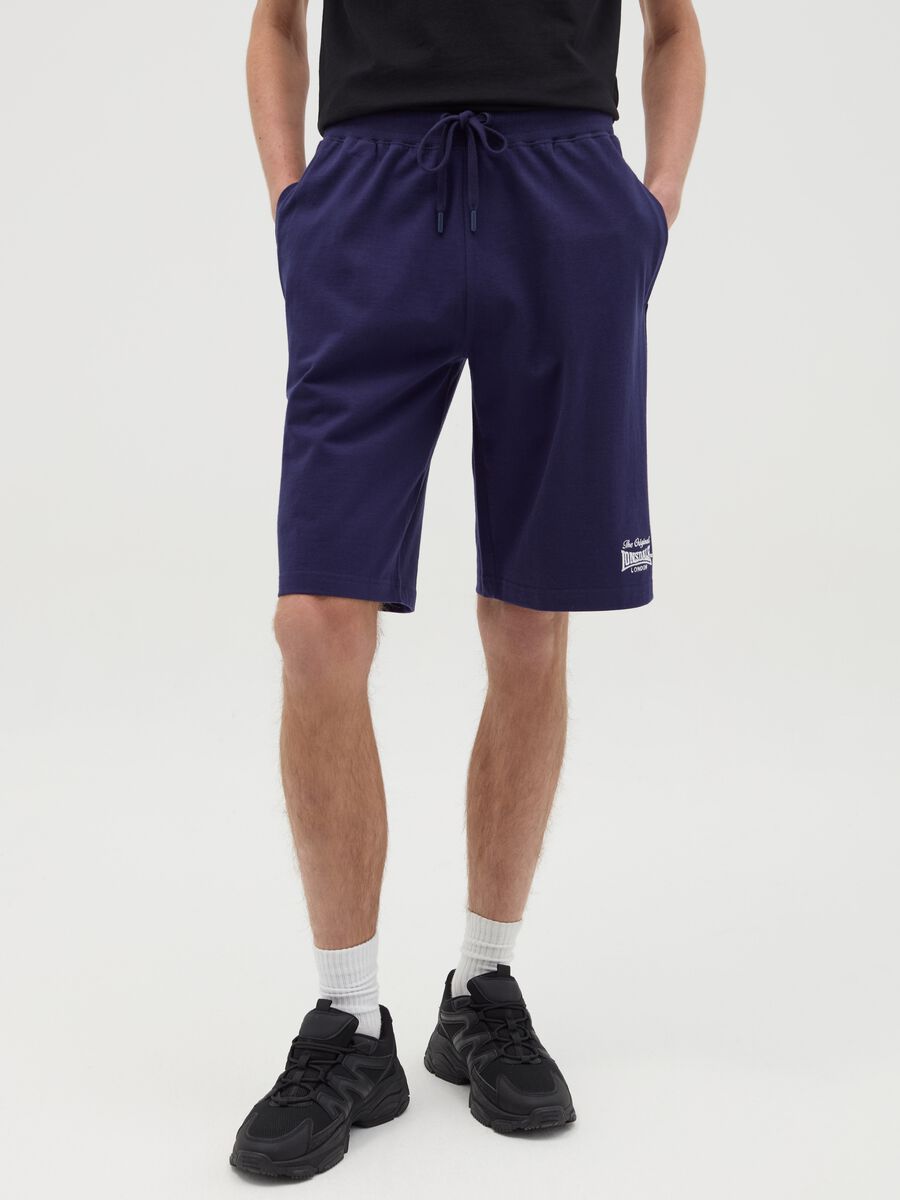 Fleece Bermuda shorts with logo embroidery_1