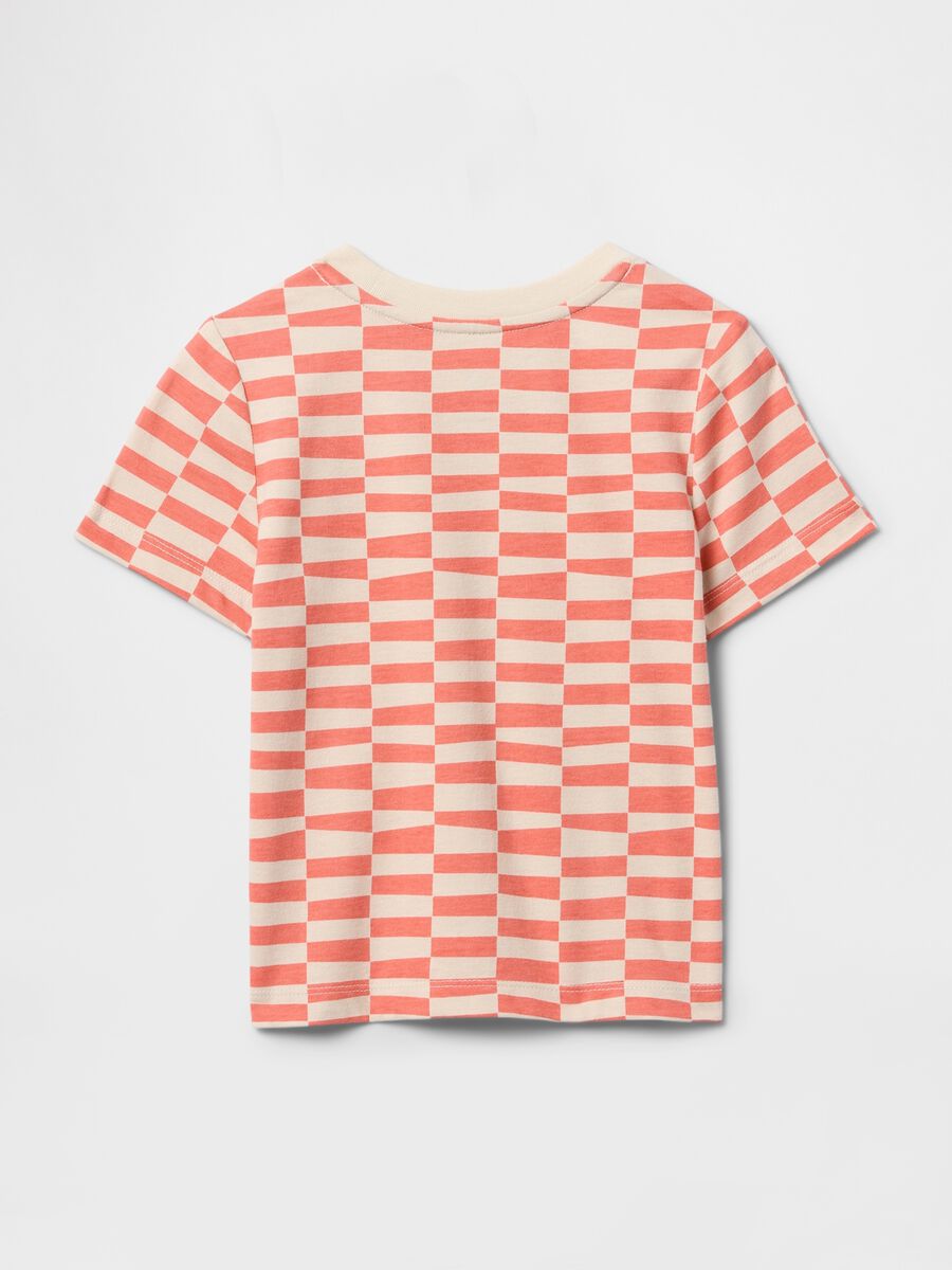 Pink and beige striped T-shirt with pocket_1