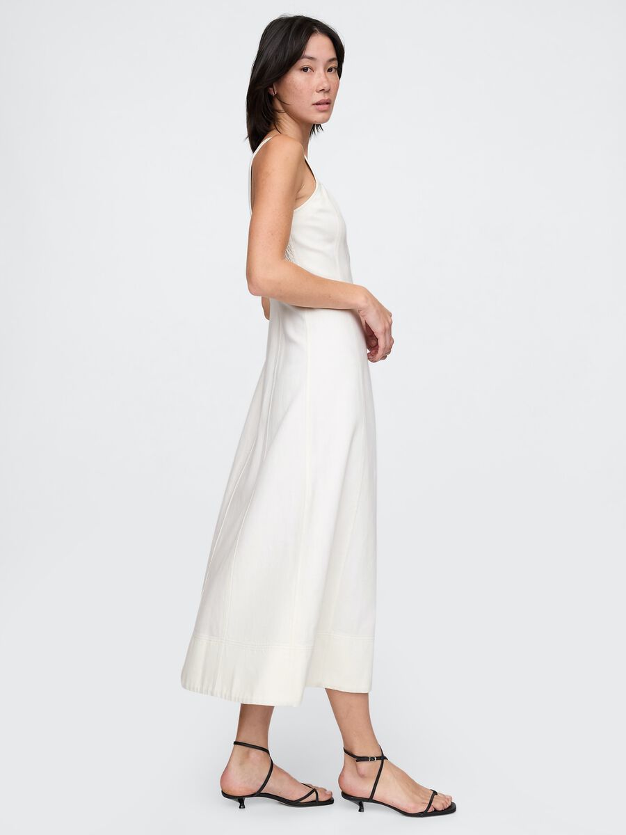 White Long Dress with Front Zip_1