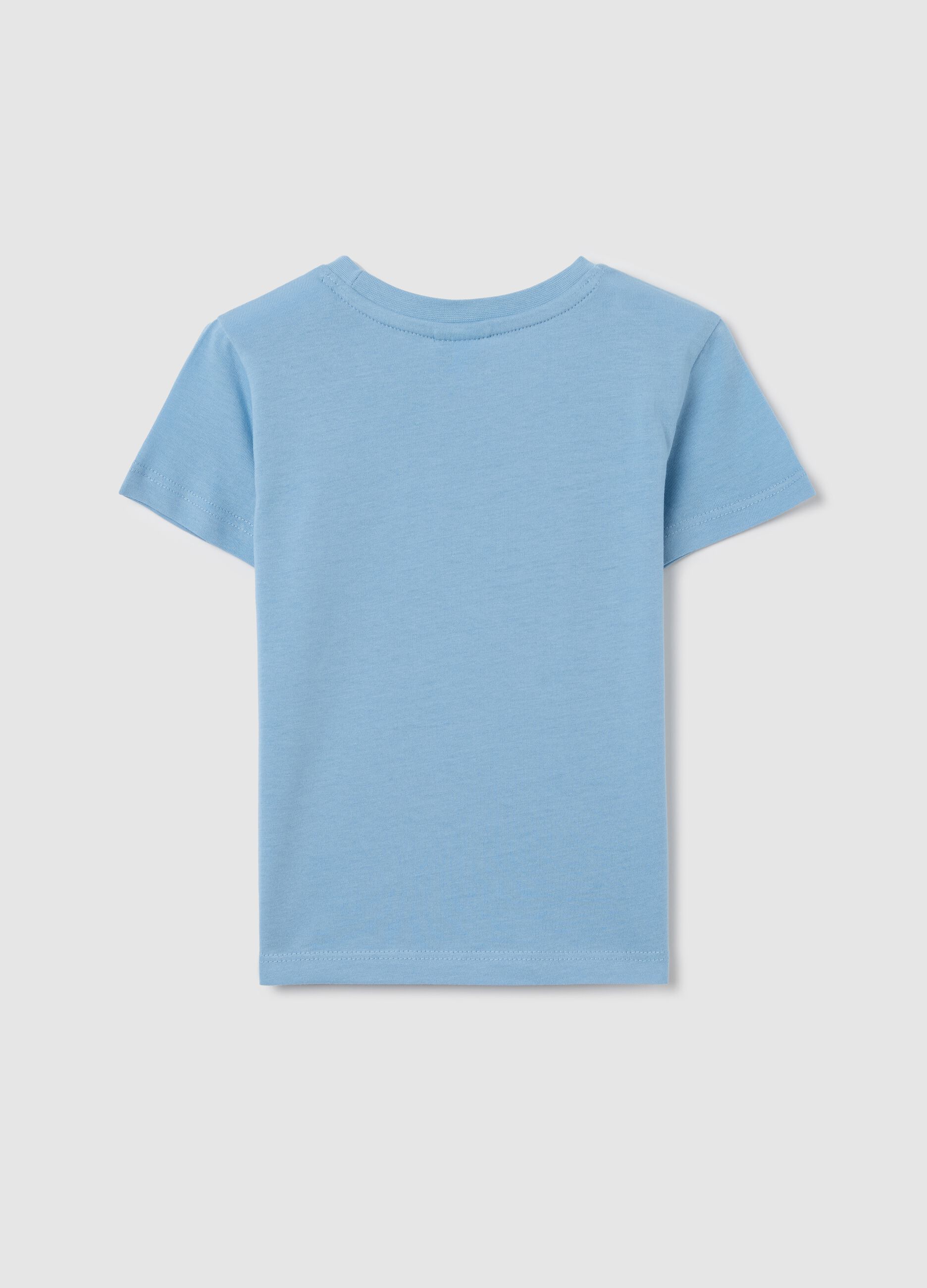 Light blue T-shirt in cotton with "Captain" print