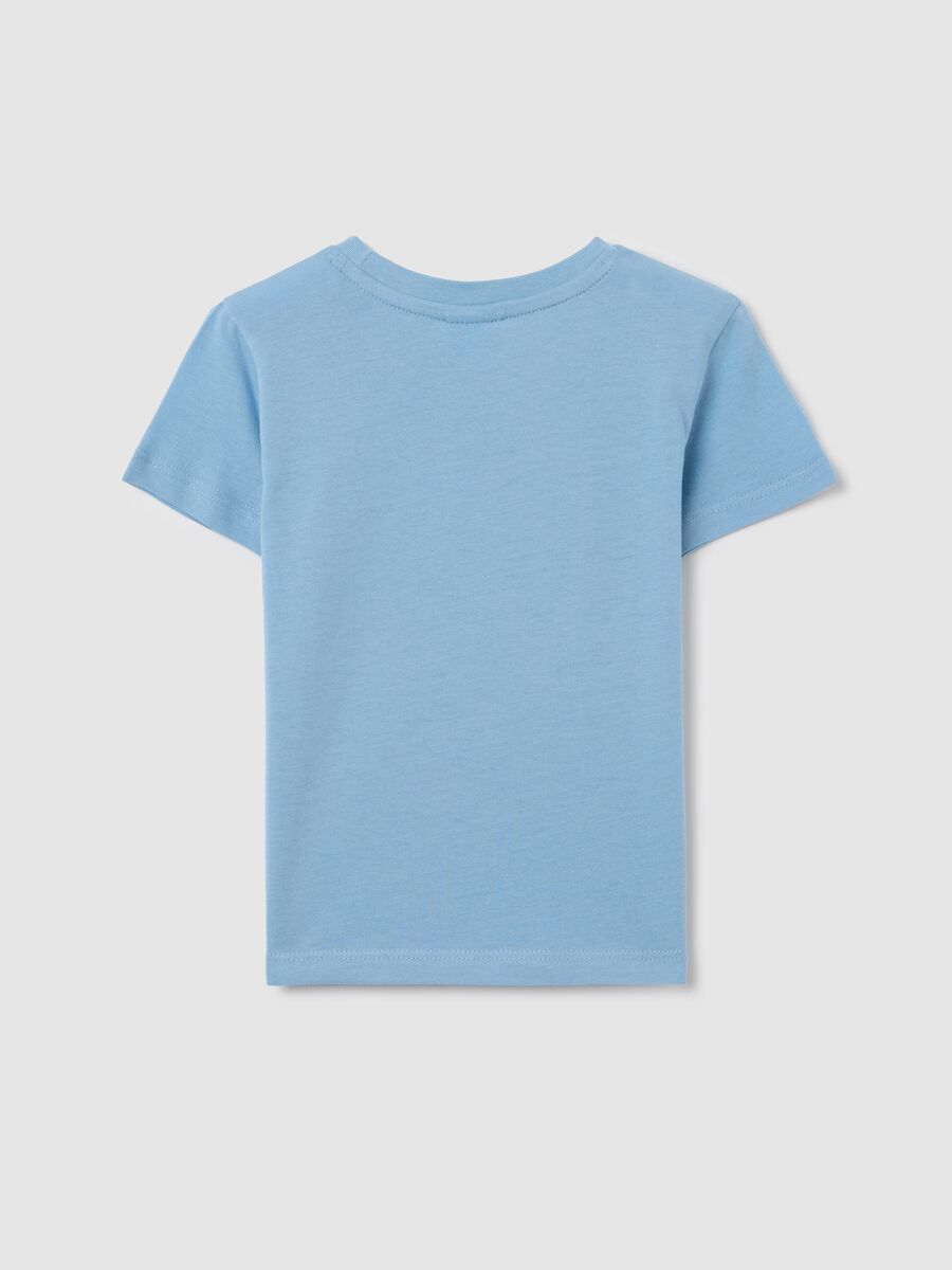 Light blue T-shirt in cotton with "Captain" print_1