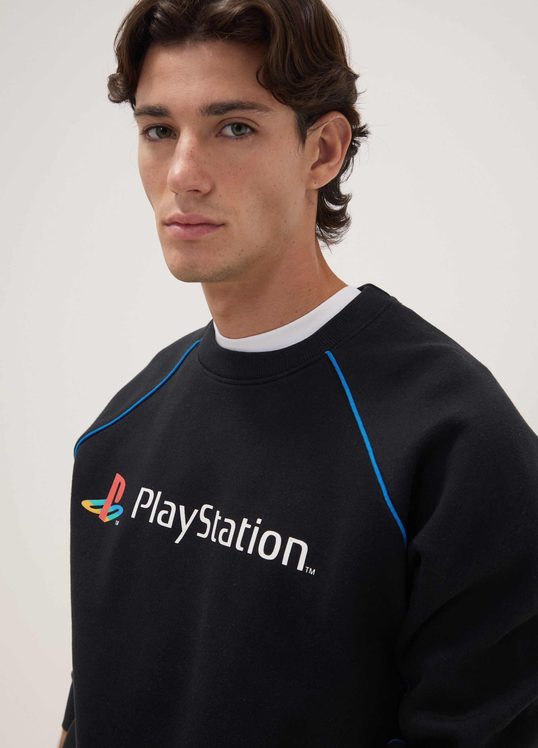 Black cotton-blend sweatshirt with PlayStation print